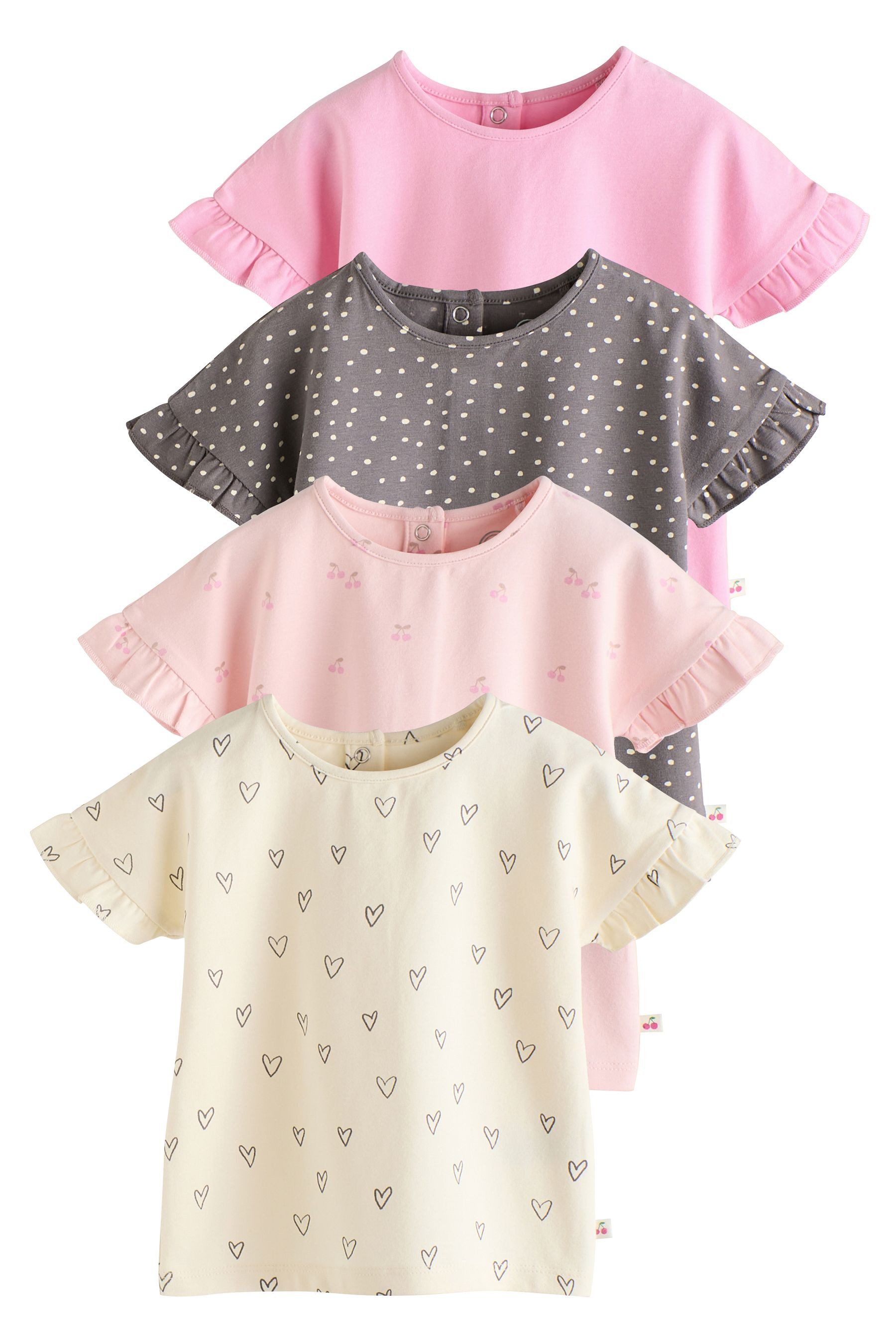 Next T-Shirt Baby Oberteil mit Rüschenärmeln im 4er-Pack (4-tlg)