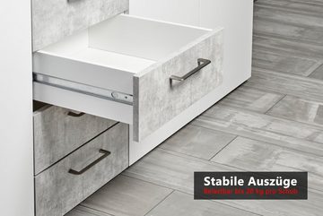 bümö Aktenregal smart Schubladen Regal - 4 Schübe, Dekor: Ahorn/Beton