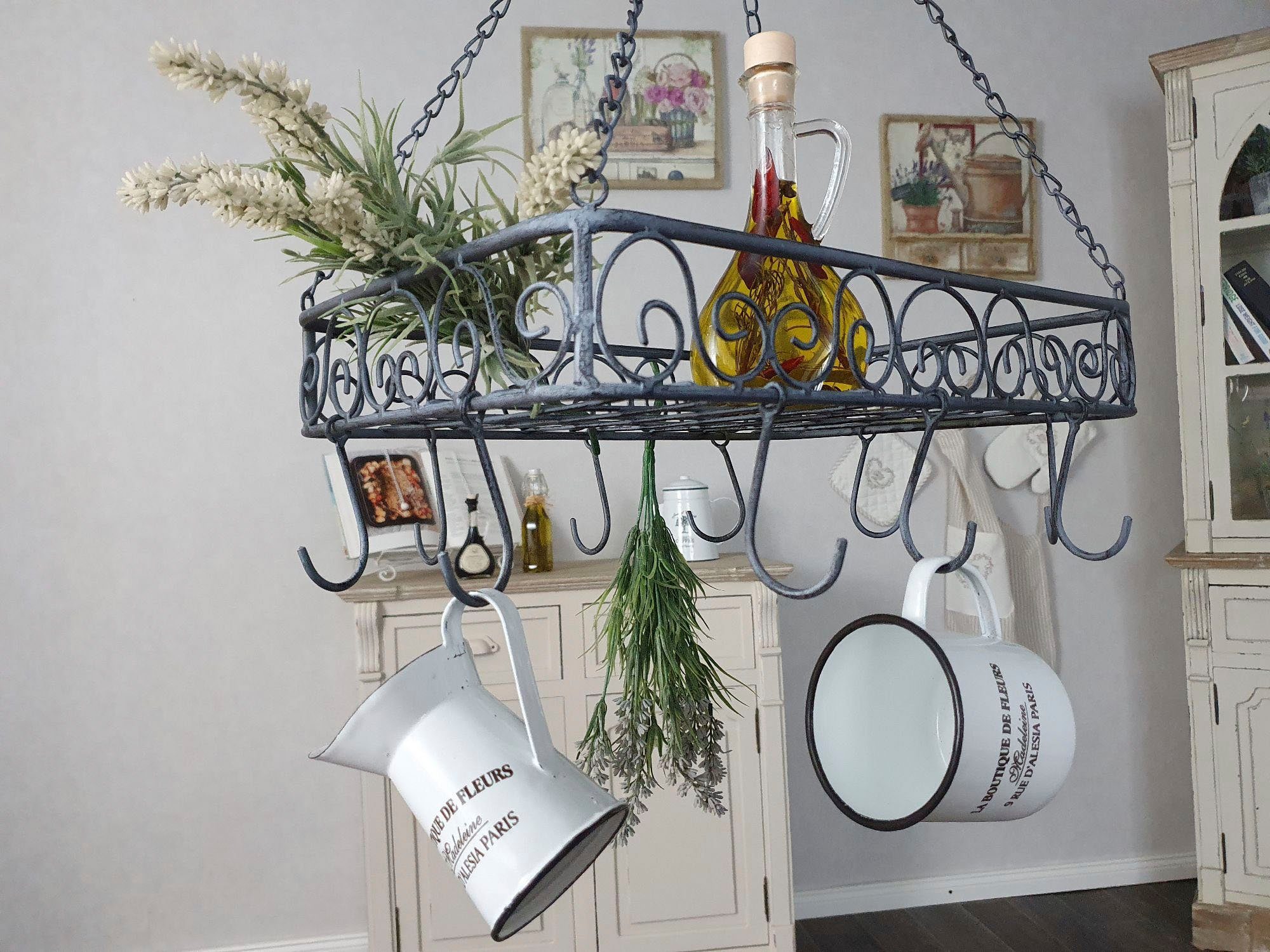 Ambiente Haus Hängekorb Topfhänger aus Eisen in Grau - (B) 45 cm (1 St)