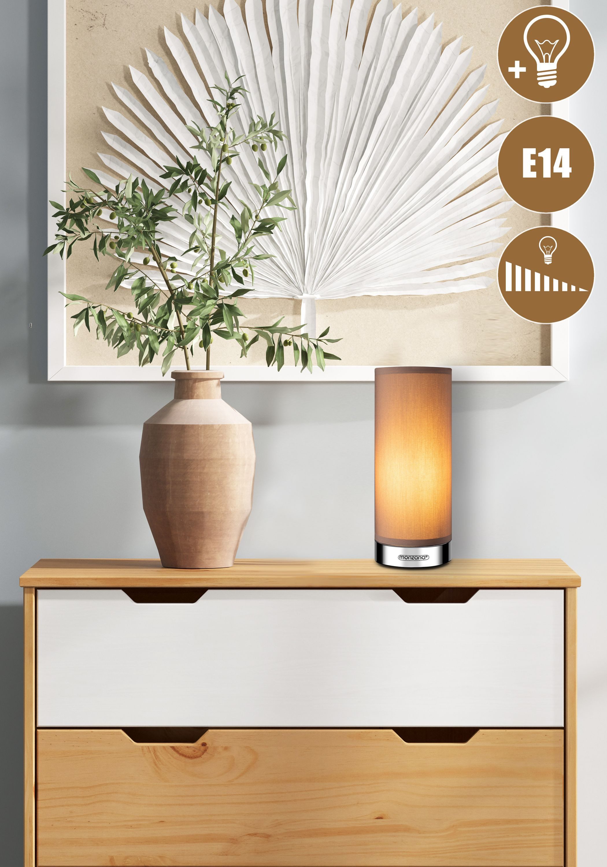 monzana Tischleuchte, Jasmin - Braun, 2er Set LED Touch Dimmbar Schlafzimme günstig online kaufen