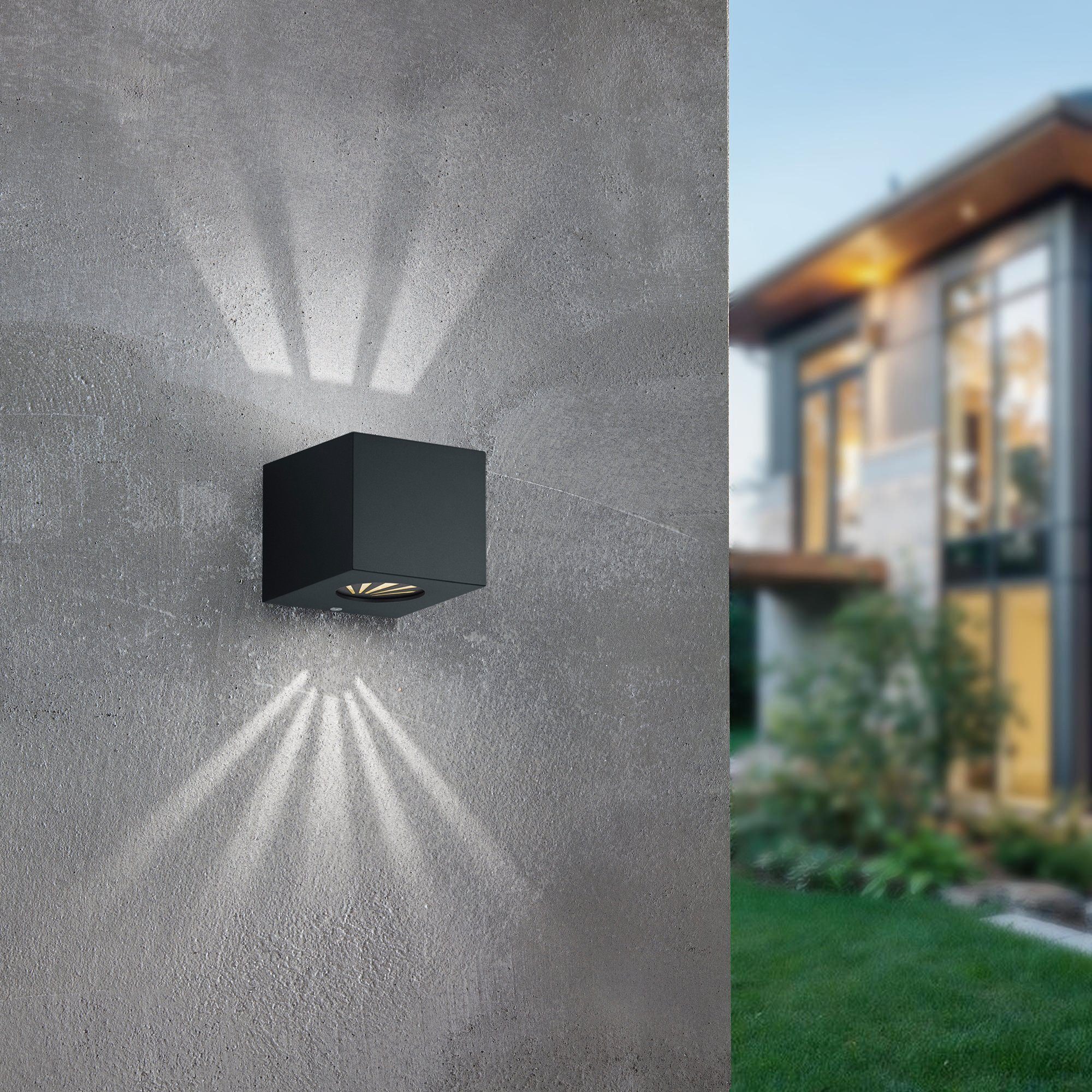 Reality Leuchten LED Außen-Wandleuchte Cordoba, LED fest integriert, Warmweiß, Schwarz matt, Up and down Beleuchtung, IP44, warmweiß 3000 Kelvin – Bild 2 von 5