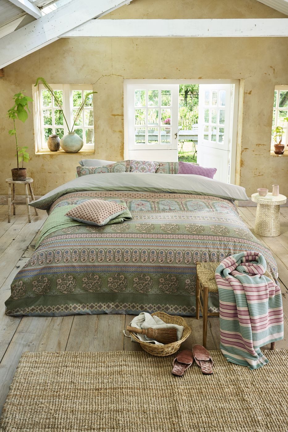 PiP Studio Bettwäsche Bettwäsche DE PIP Bollywood Dreams Green 200x200 Grün, Perkal, 1 teilig, 200 x 200 cm + 2x 80 x 80 cm