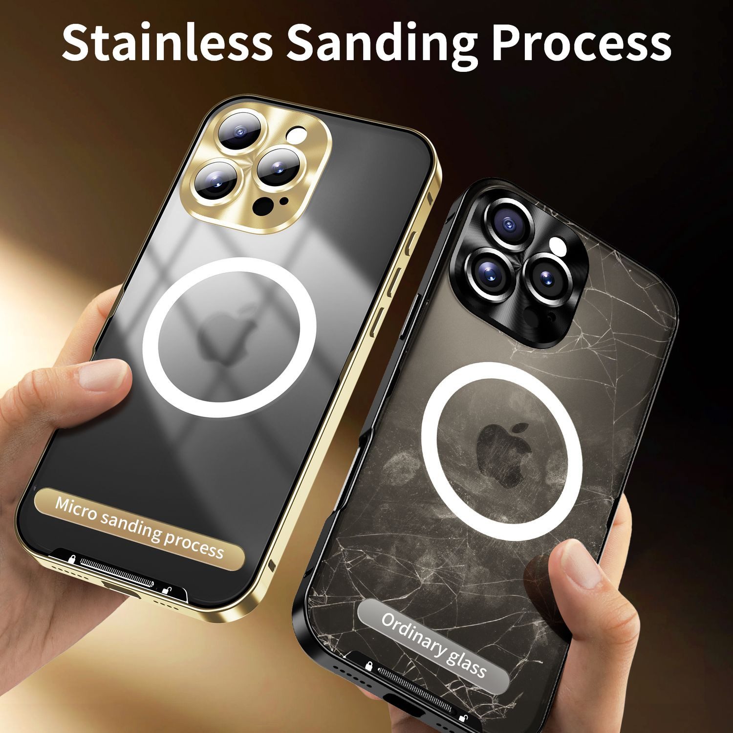 Wigento Handyhülle Für Apple iPhone 16 Pro Max Magsafe Metall Schutz Design Hülle Silber, MagSafe-kompatibel, elegantes Design, umfassender Schutz