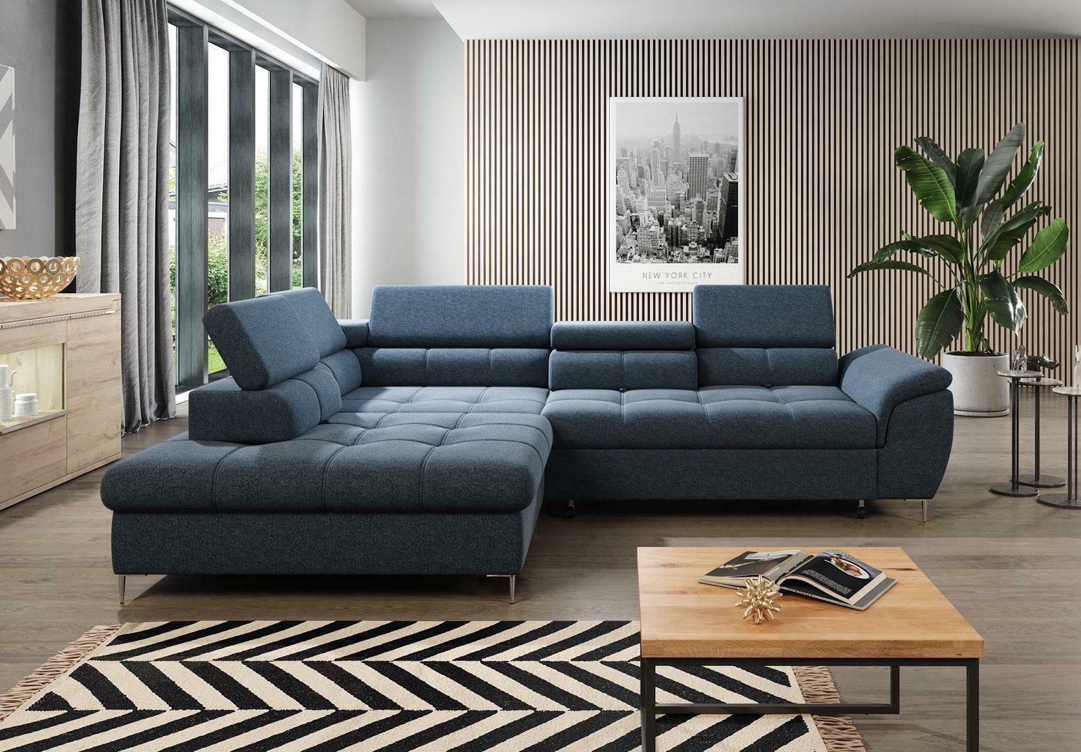 Ecksofa JVmoebel Sofa, Schlafsofa Design Ecksofa Couch Textil Bettfunktion Mit L-form Bettfunktion