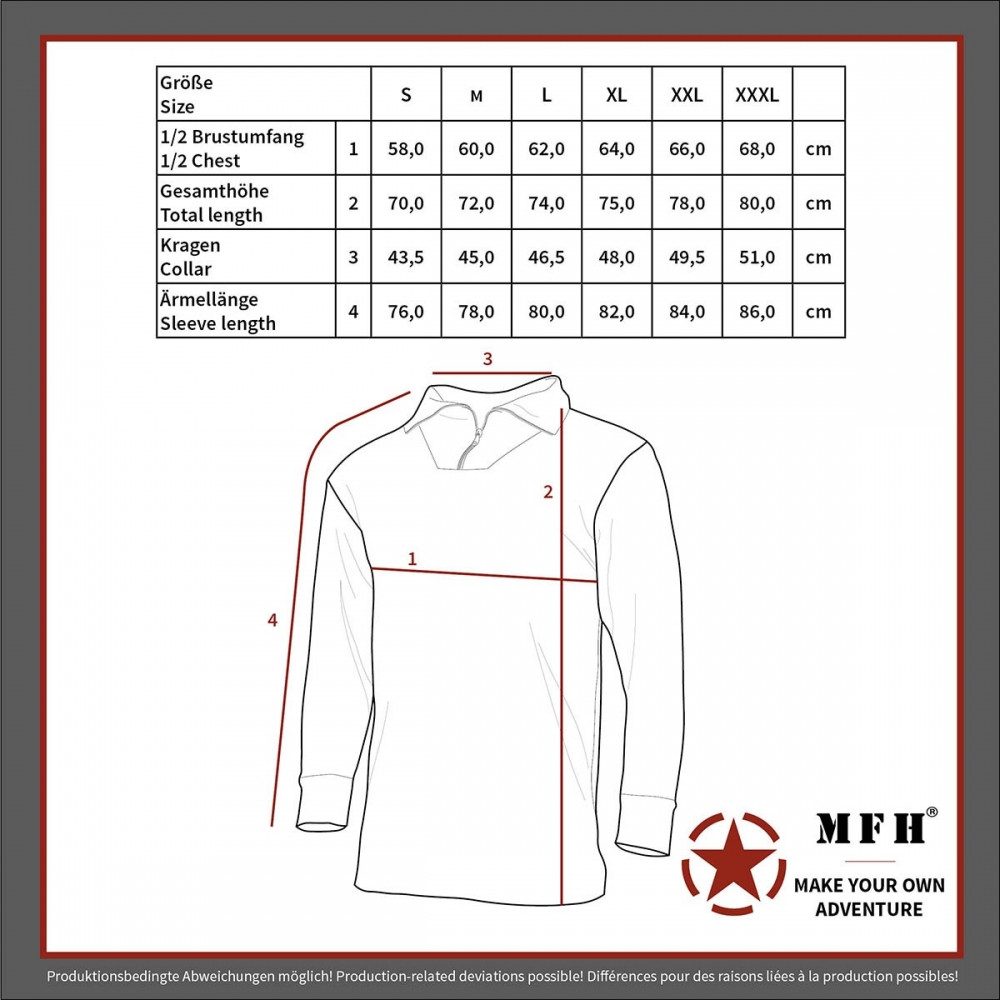 MFH Langarmshirt MFH Shirt "Troyer" Microfleece für Outdoor.
