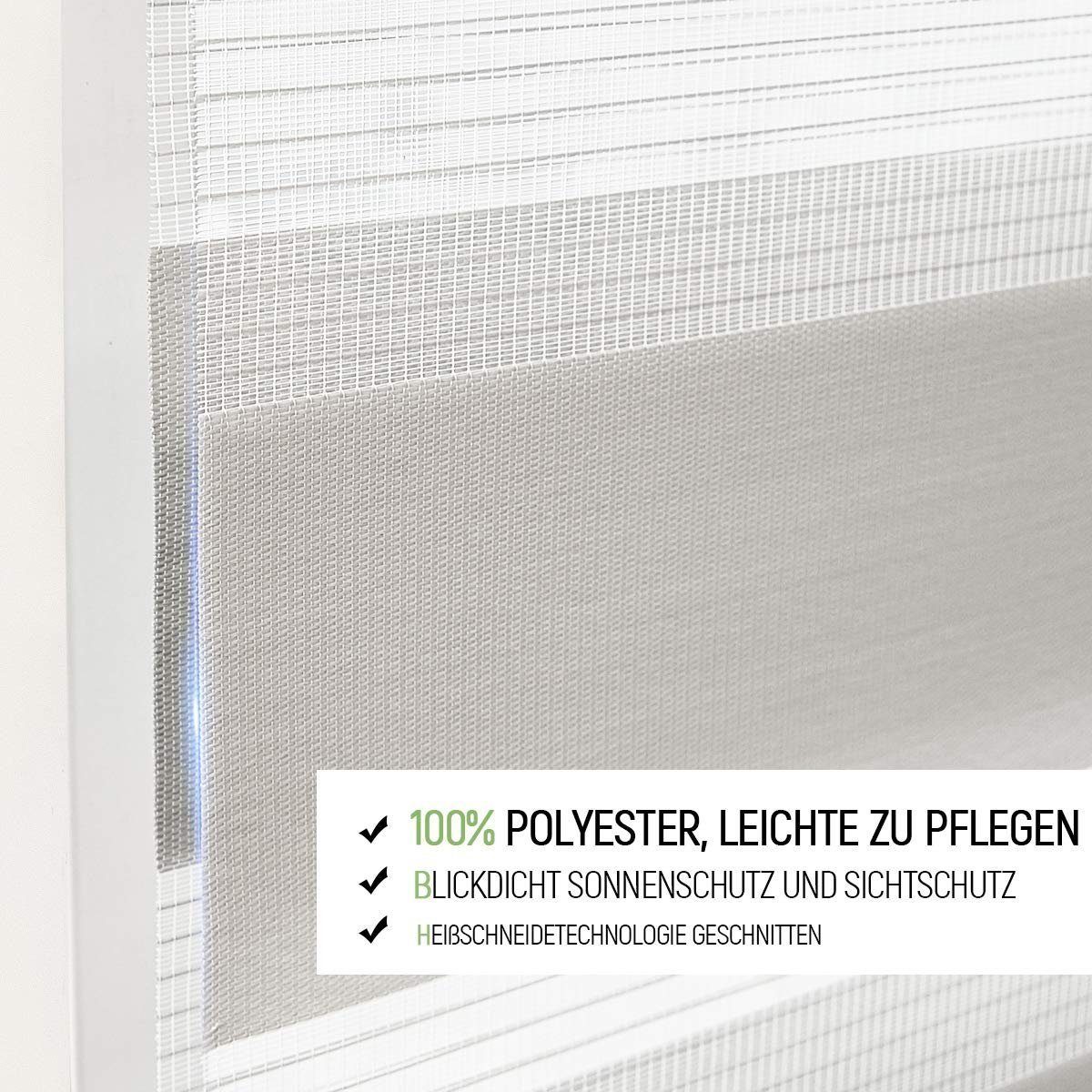 Doppelrollo Klemmfix ohne Bohre, OUBO, verdunkelnd, Fensterrollo Seitenzugrollo Blickdicht, Für Fenster und Tür mit Klämmträger lichtdurchlässig verdunkelnd – Bild 2 von 5