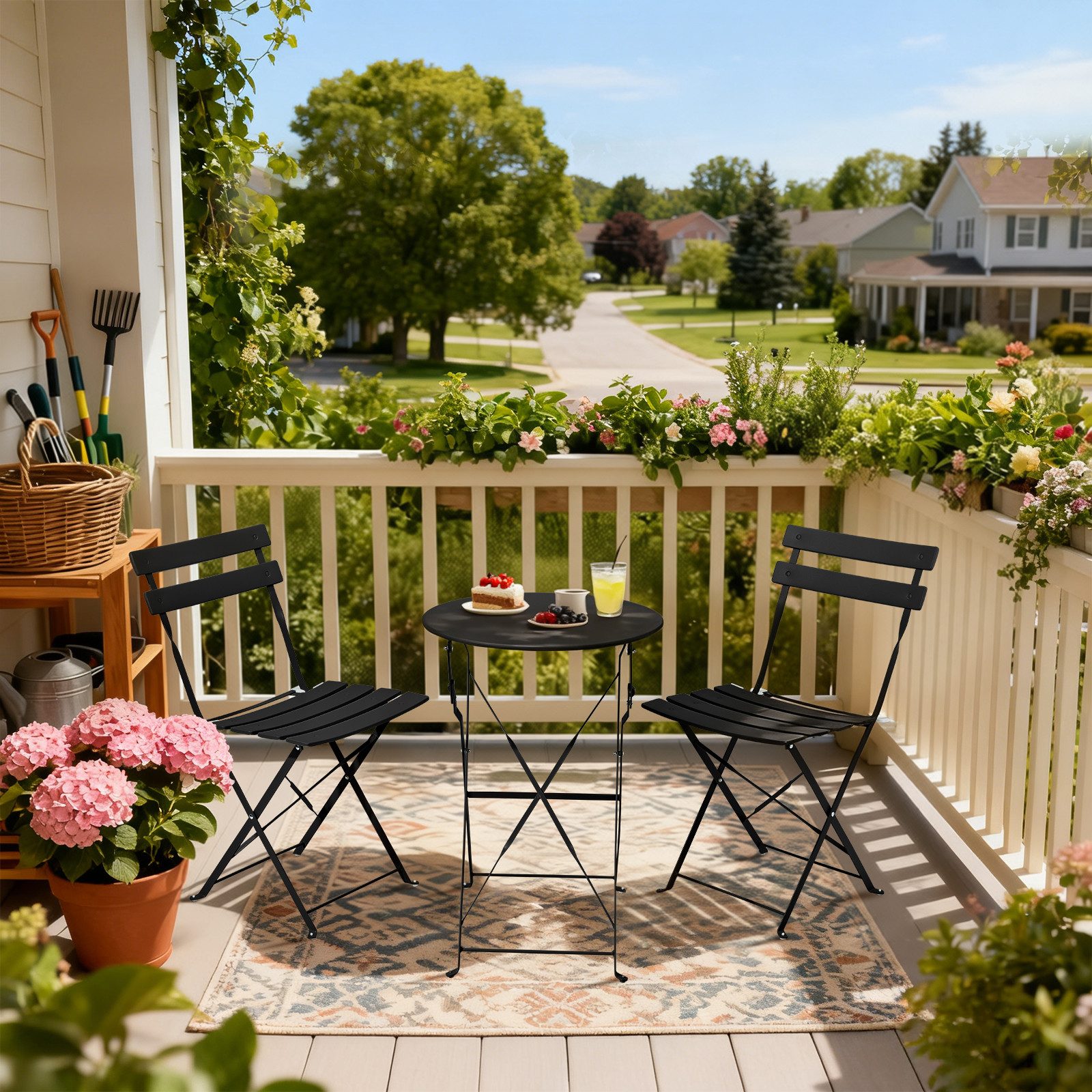 LEADZM Balkonset Klapptisch-Stuhl-Set, Balkonset, Gartenmöbel, Klapptisch-Stuhl-Set