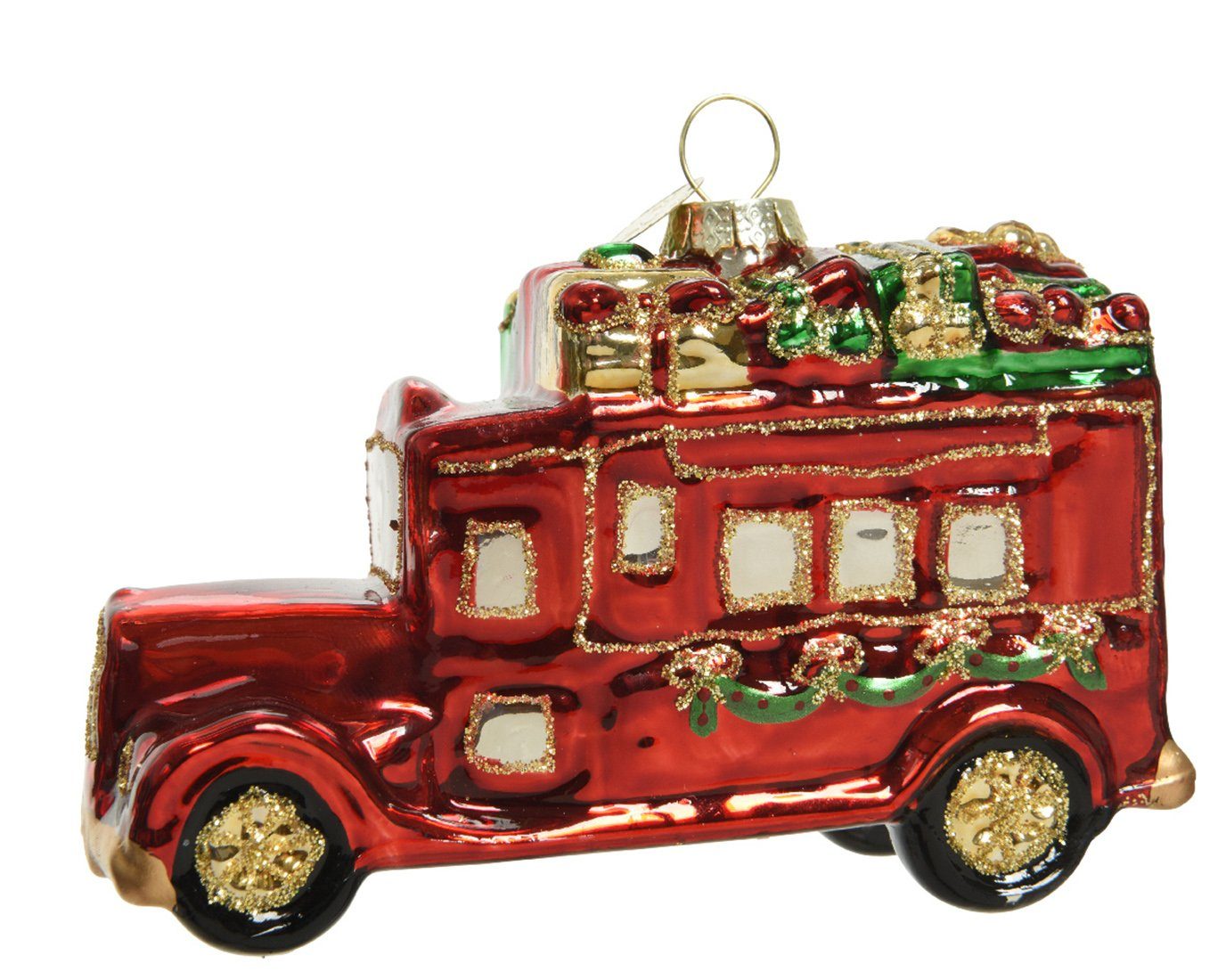 Decoris season decorations Christbaumschmuck, Christbaumschmuck 10,5cm Glas Auto Geschenken rot mit