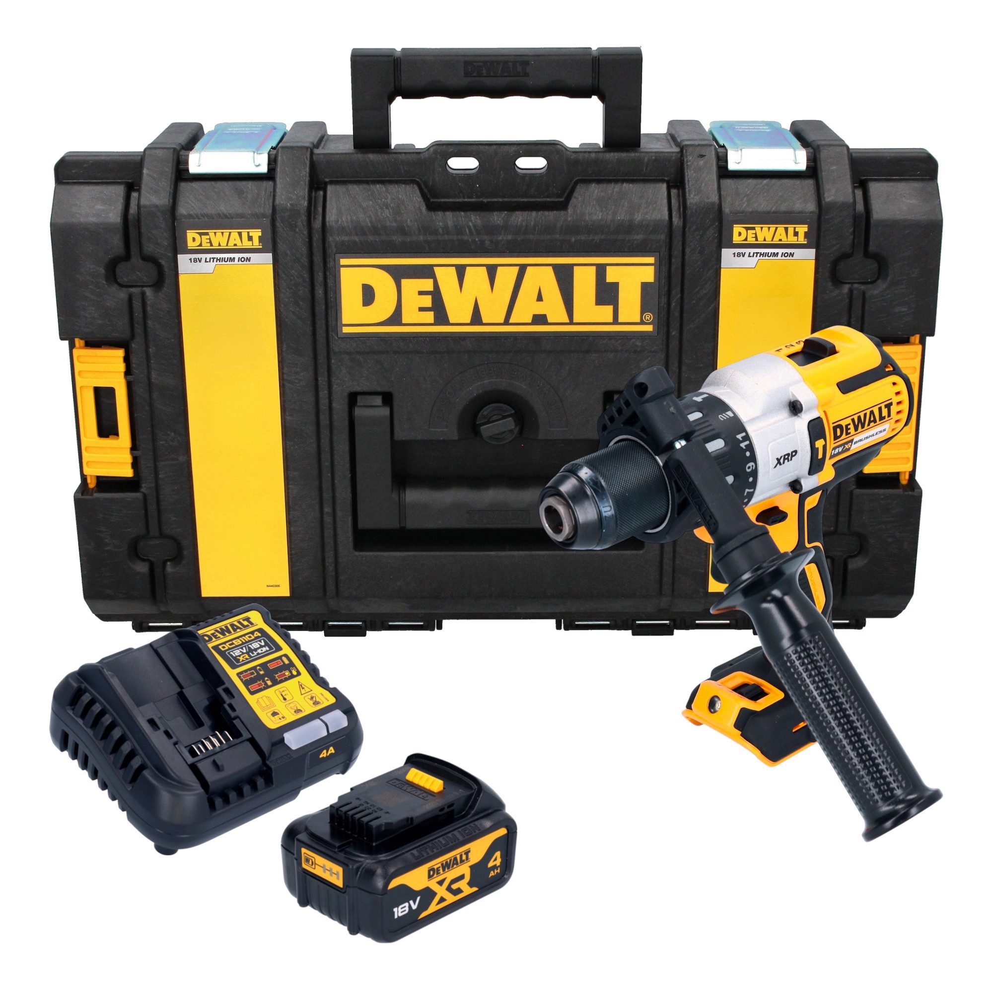 DeWalt Akku-Schlagbohrschrauber DCD 996 M1 18V 95Nm Brushless + 1x Akku 4,0 Ah + Ladegerät + Tough Box