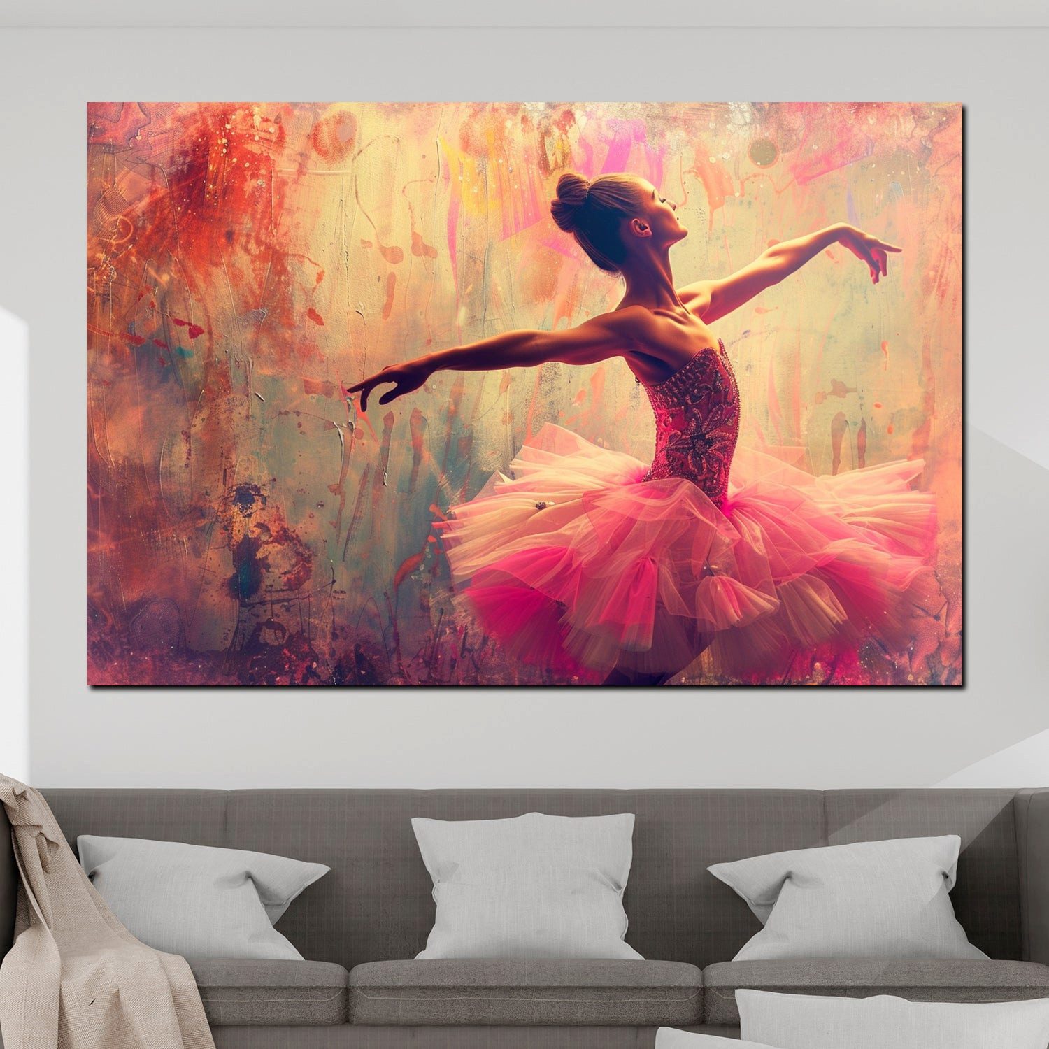 Artedinoi Leinwandbild Ballerina in Rosa Tutu romantisch Leinwandbild Wandbild XXL Deko, Ballerina in Rosa
