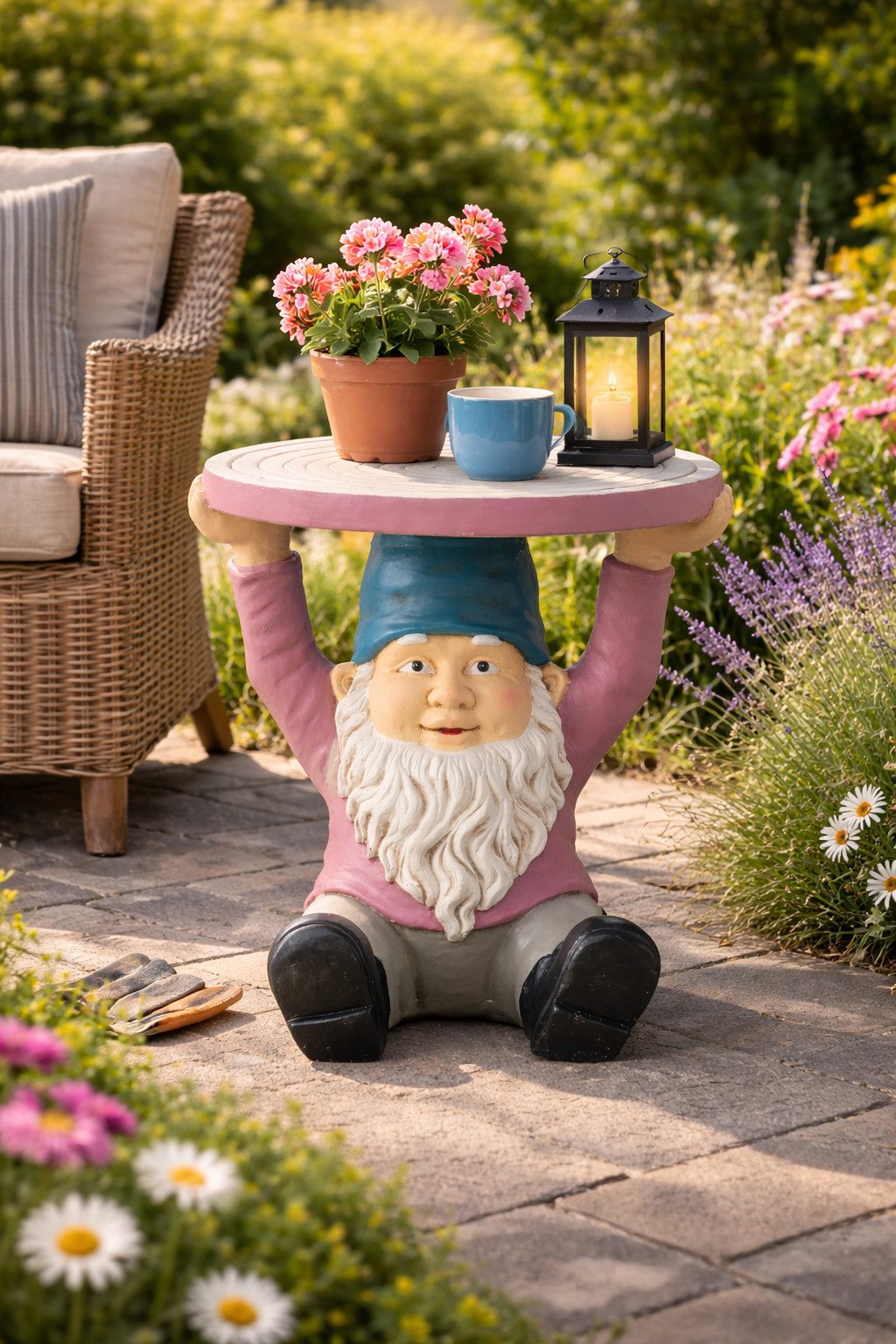 MF Beistelltisch Beistelltisch Helmuth Zwergform Magnesia Handbemalt Grau Lila (1-St)