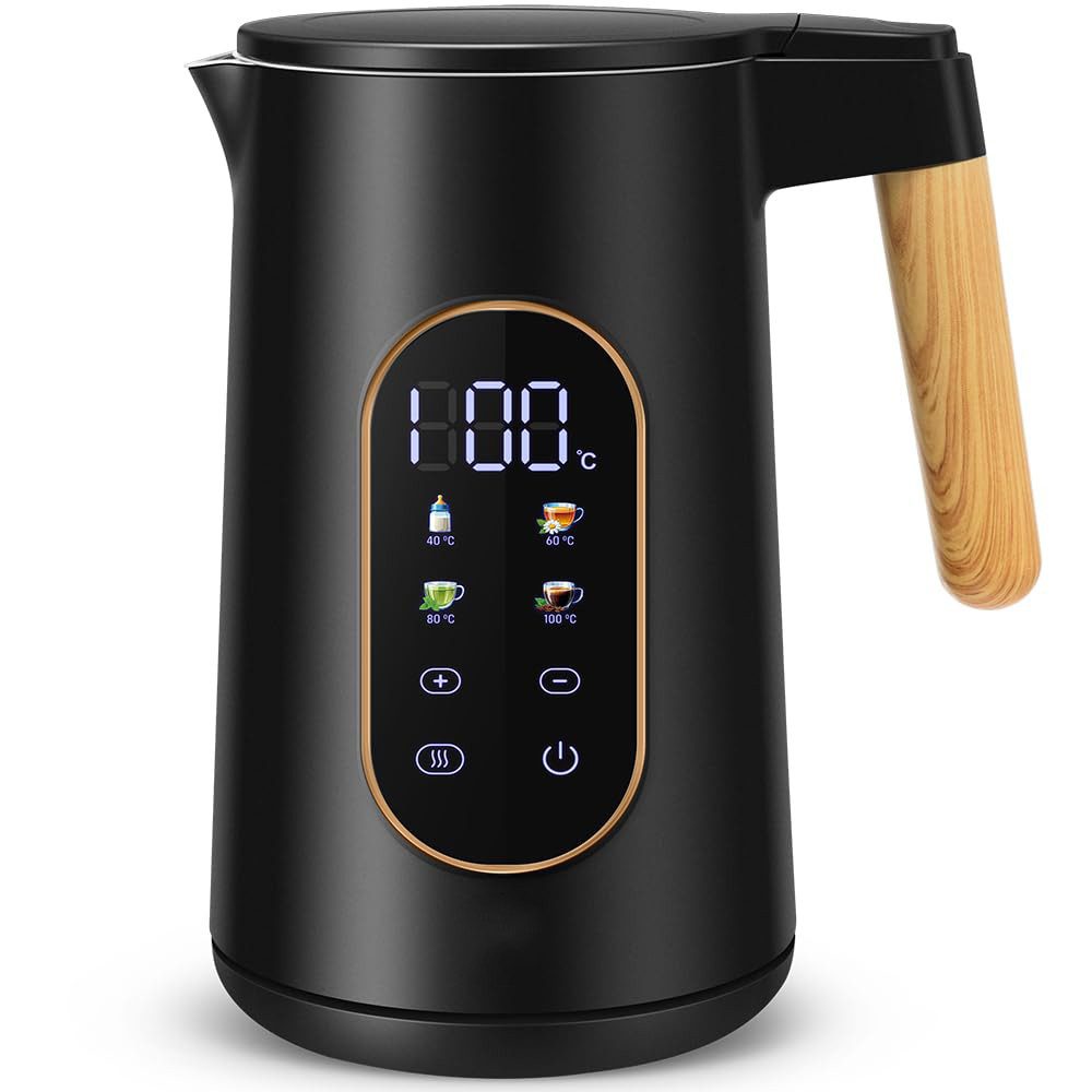 Minicloss Wasserkocher Edelstahl Wasserkocher 1,7 L mit Temperatureinstellung Temperaturwahl, 40-100°C I Temperatur Einstellbar Kessel I Warmhaltefunktion