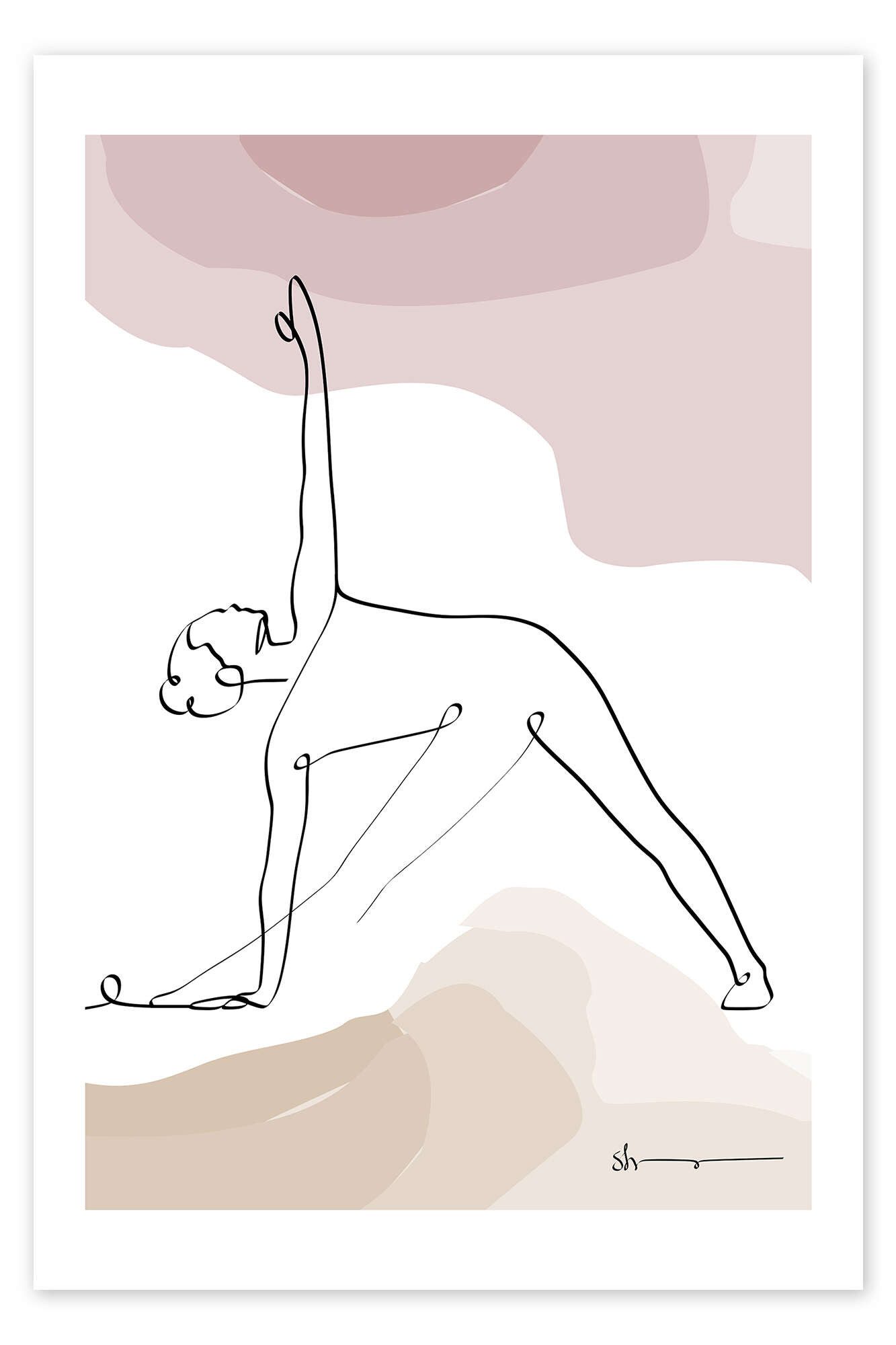 Posterlounge Плакат Yoga In Art, Dreieck Pose (Trikonasana), Arztpraxis Minimalistisch Illustration