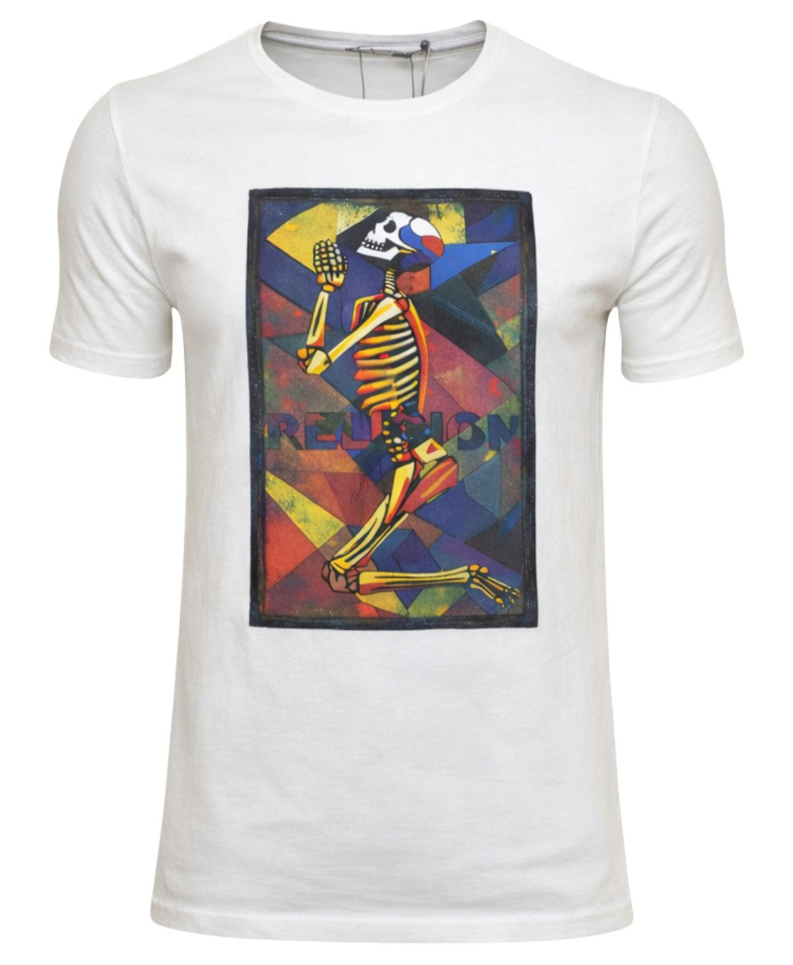 Religion T-Shirt RELIGION Clothing Herren T-Shirt PRAYING SKELETON CUBISM-Weiss-M