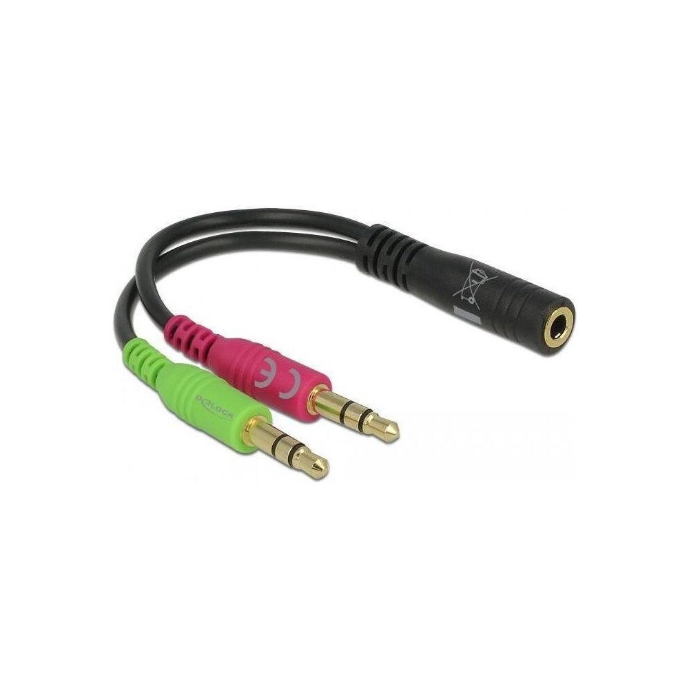 DeLOCK Adapter 3,5mm -> 2x3,5mm Bu-St/St, schwarz Elektro-Kabel