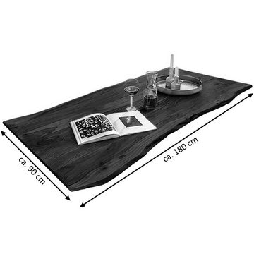 Junado® Arbeitsplatte, Tischplatte 180x90 cm Baumkanten-Platte Akazie nussbaum