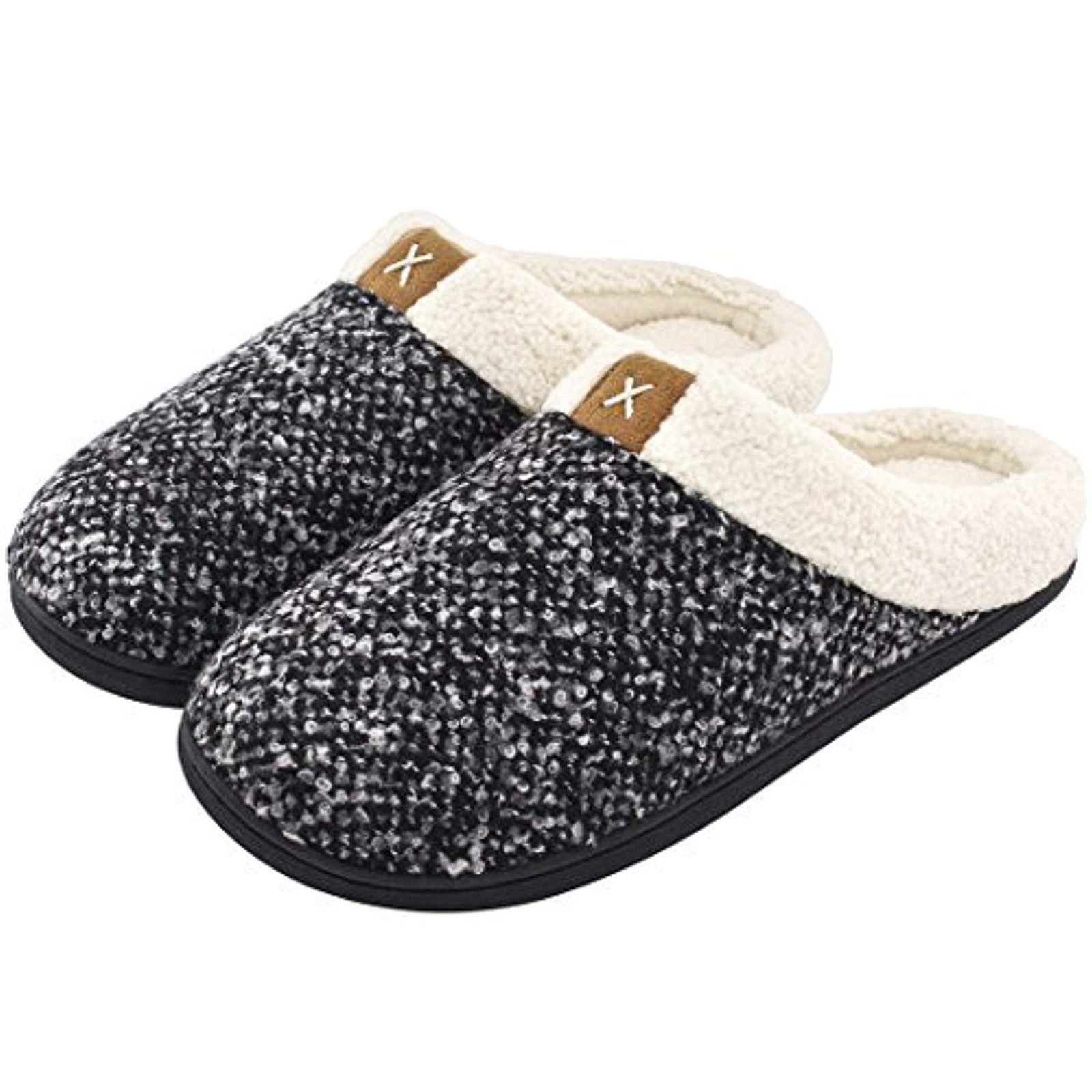 CALIYO Hausschuhe Damen warme Plüsch Slippers, weiche und bequeme Pantoffeln Plüsch Hausschuhe Plush Fleece Lined House Shoes w/Indoor, Outdoor Anti-Skid Rubber Sole