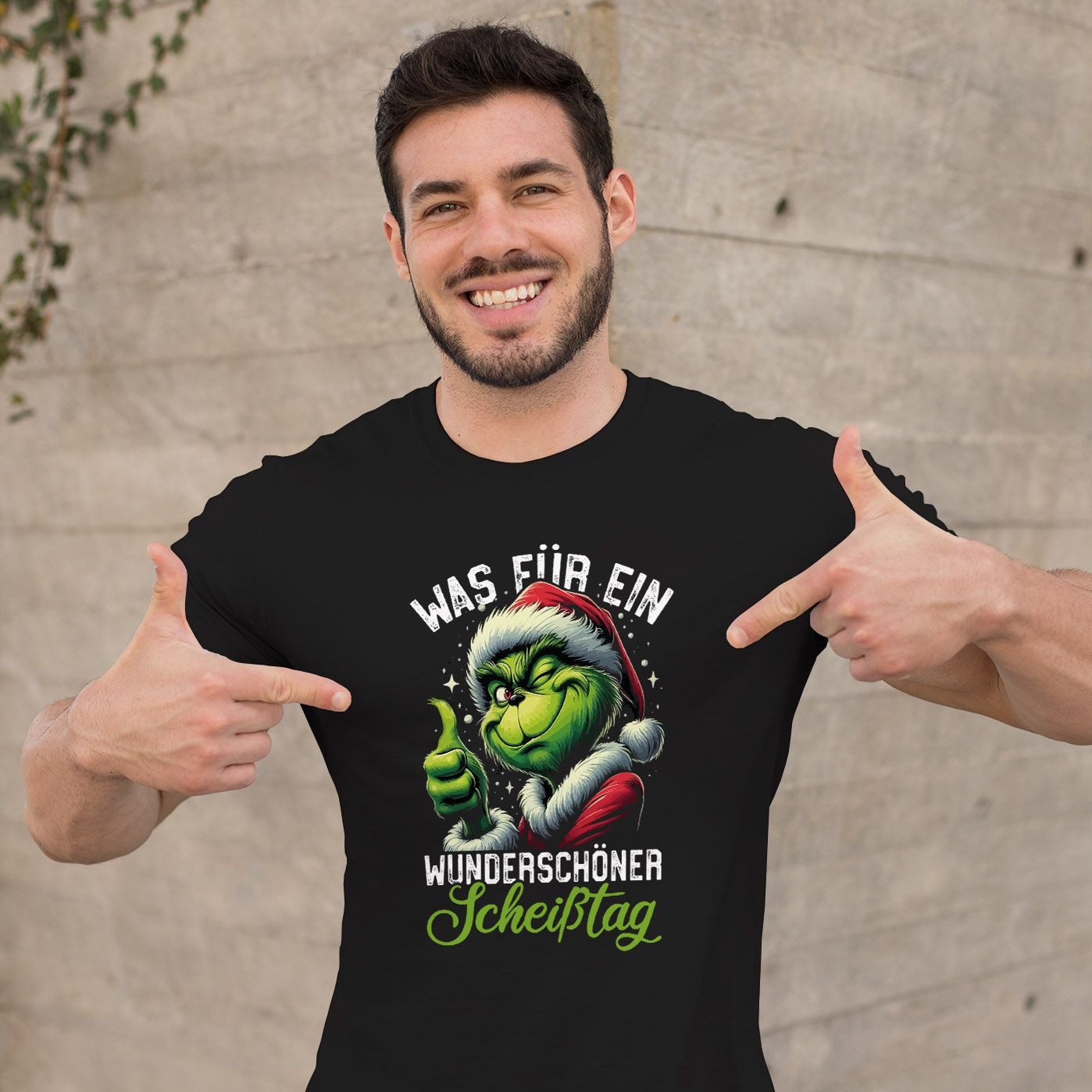 MoonWorks Print-Shirt Herren T-Shirt Weihnachten Grinch Was für ein Scheißtag Spruch lustig mit Print