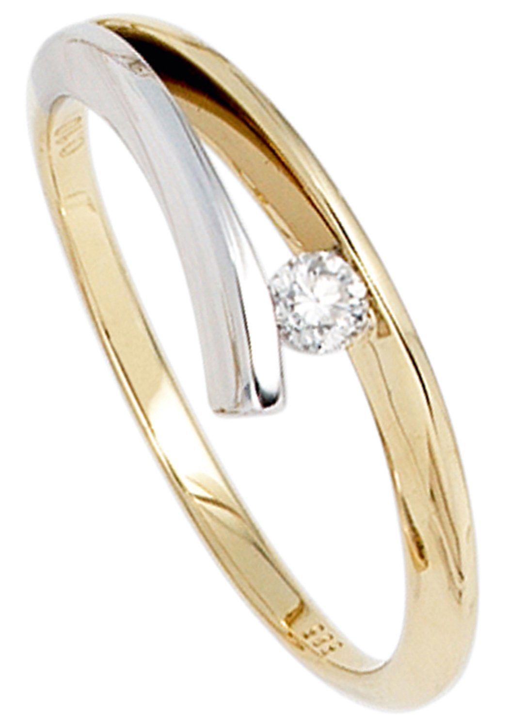 JOBO Solitärring, 585 Gold bicolor mit Diamant 0,10 ct.