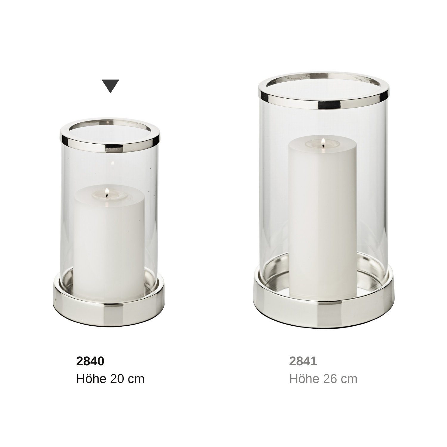 EDZARD Windlicht Sanremo, Kerzenhalter 20 Glas, versilbert und 12 Ø Stumpenkerzen, für Kerzenleuchter anlaufgeschützt, aus cm Höhe Laterne cm