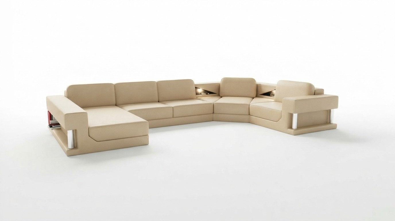 Xlmoebel Wohnlandschaft U-förmiges Ledersofa mit modernem Design und hohem Komfort, Ecksofa, Hergestellt in Europa