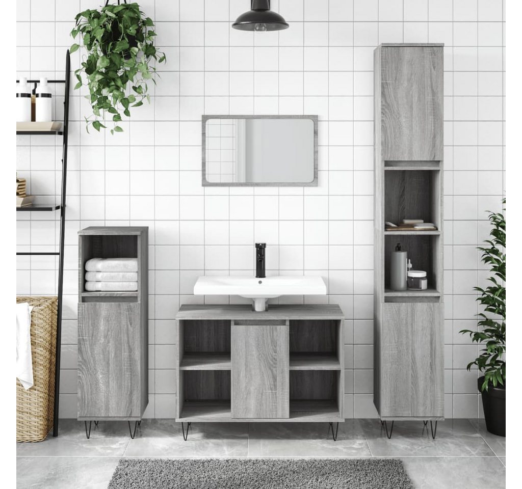 Thumbnail - vidaXL Waschtisch Badschrank Grau Sonoma 80x33x60 cm Spanplatte