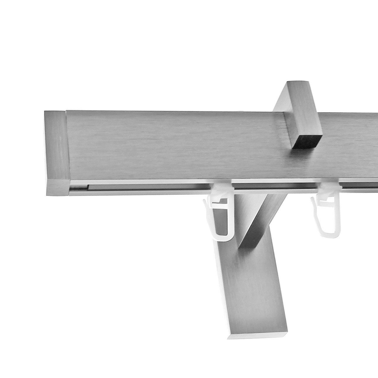 BASIT Gardinenstange eckig Innenlauf Edelstahloptik 30x14 mm mit Wandträgern 400 cm E90, Ø 30 mm, 1-läufig, verschraubt, Aluminium, H91 400 cm E90 Kappe