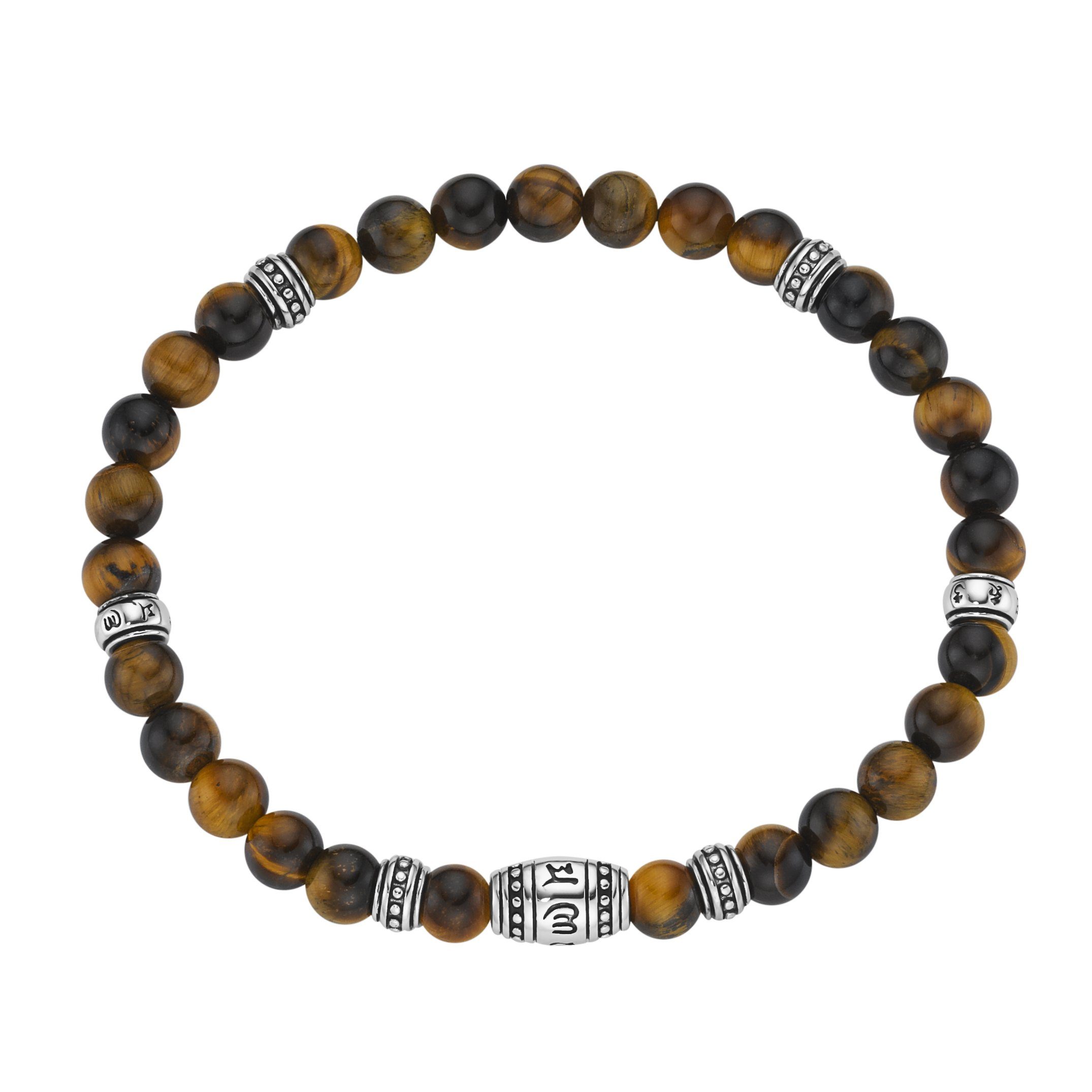 Armband schwarzer Achat, Tigerauge oder synth. Türkis, Silber 925