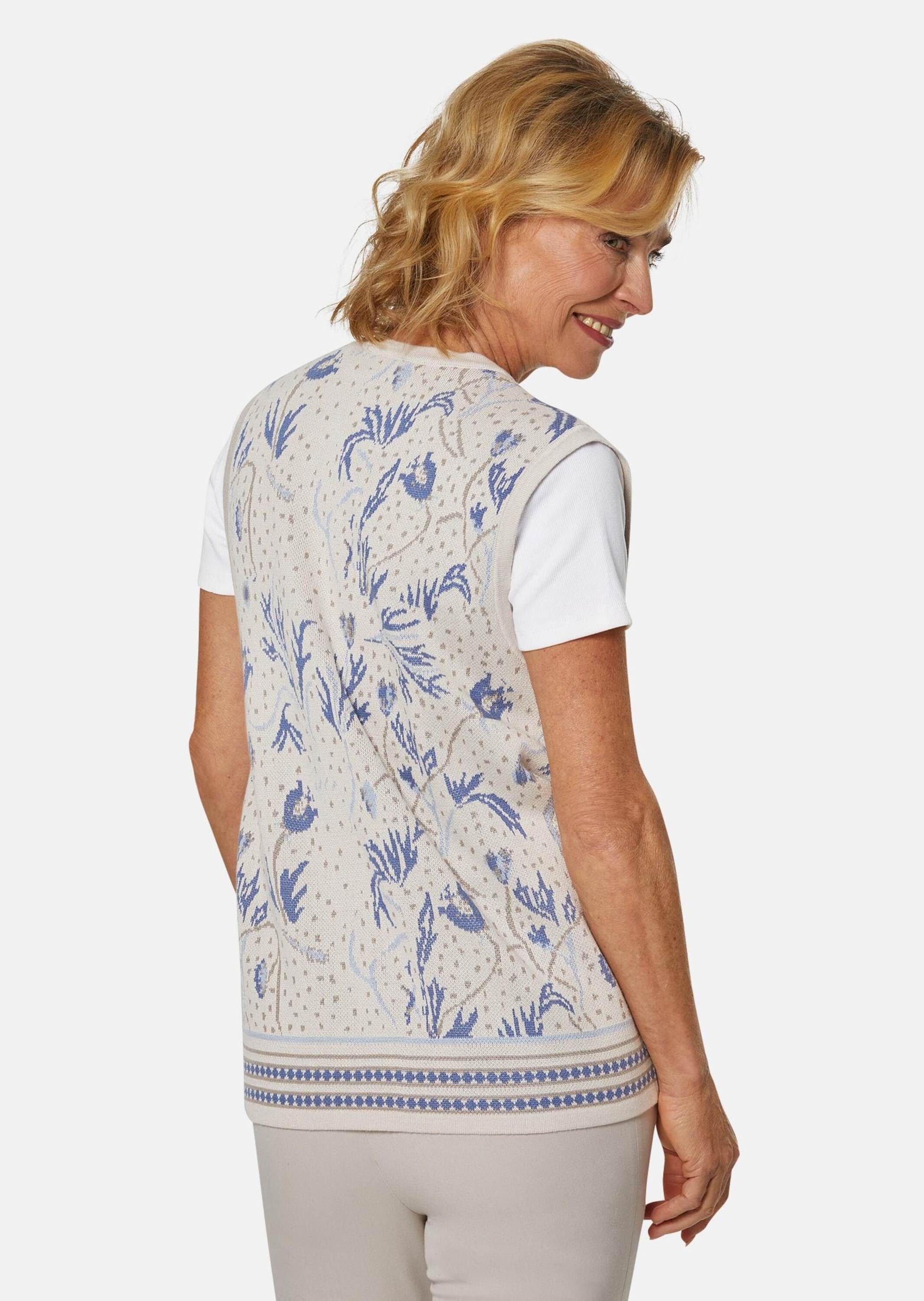 GOLDNER Strickweste Kaschierende Jacquard-Strickweste in hochwertiger Qualität