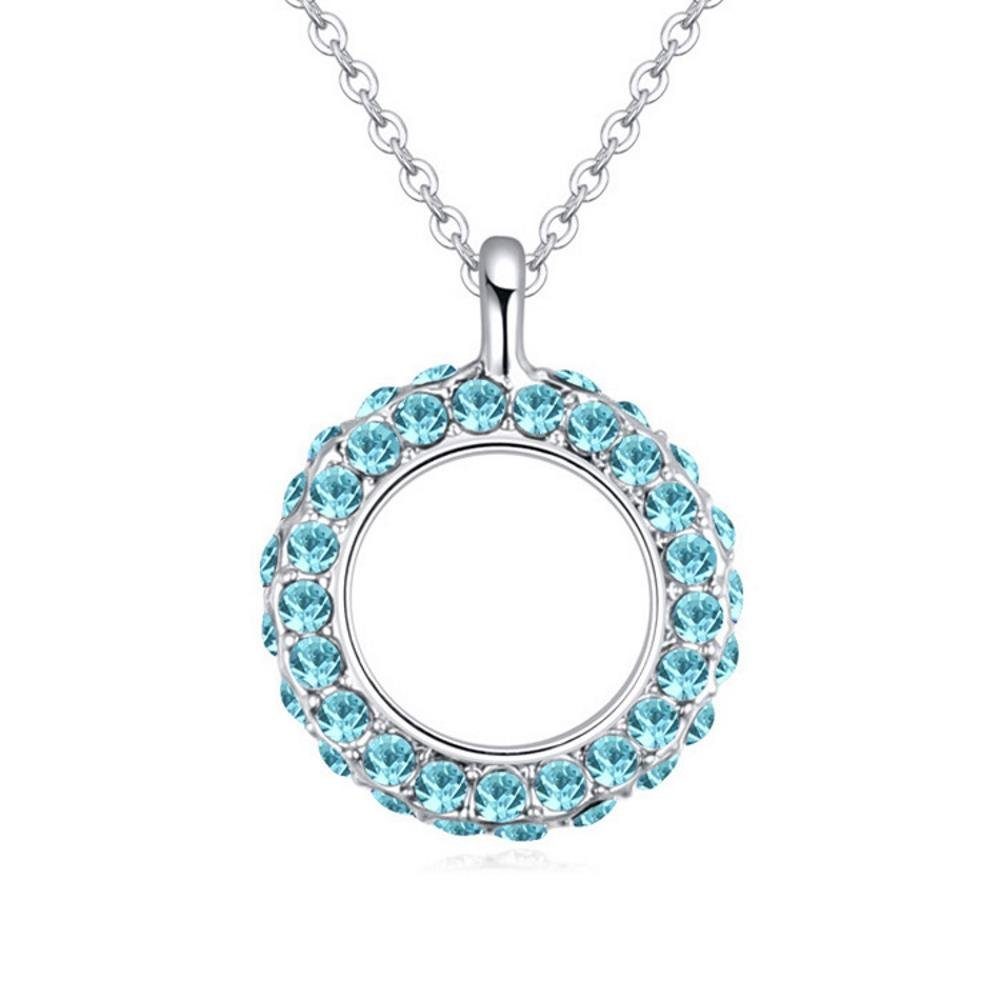 Silber BUNGSA Circle Halskette (1-tlg), Blue Necklace Damen Messing Kette Ketten-Set aus