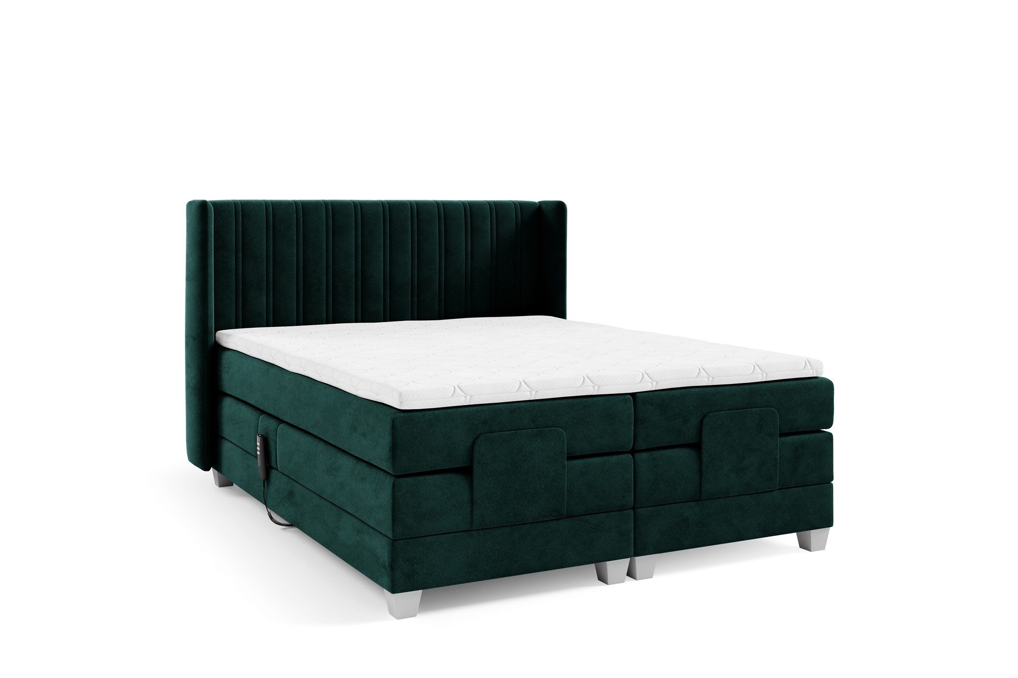 Fun Möbel Boxspringbett Schlafzimmerbett Elektrisches Bett MAGNUS in Stoff Salvador (inkl. Topper), Liegefläche elektrisch verstellbar
