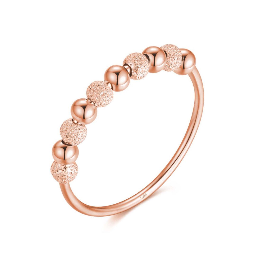 Lisandra Scott Silberring Anti-Stress Ring aus 925 Sterlingsilber mit drehbaren Glitzer-Kugeln