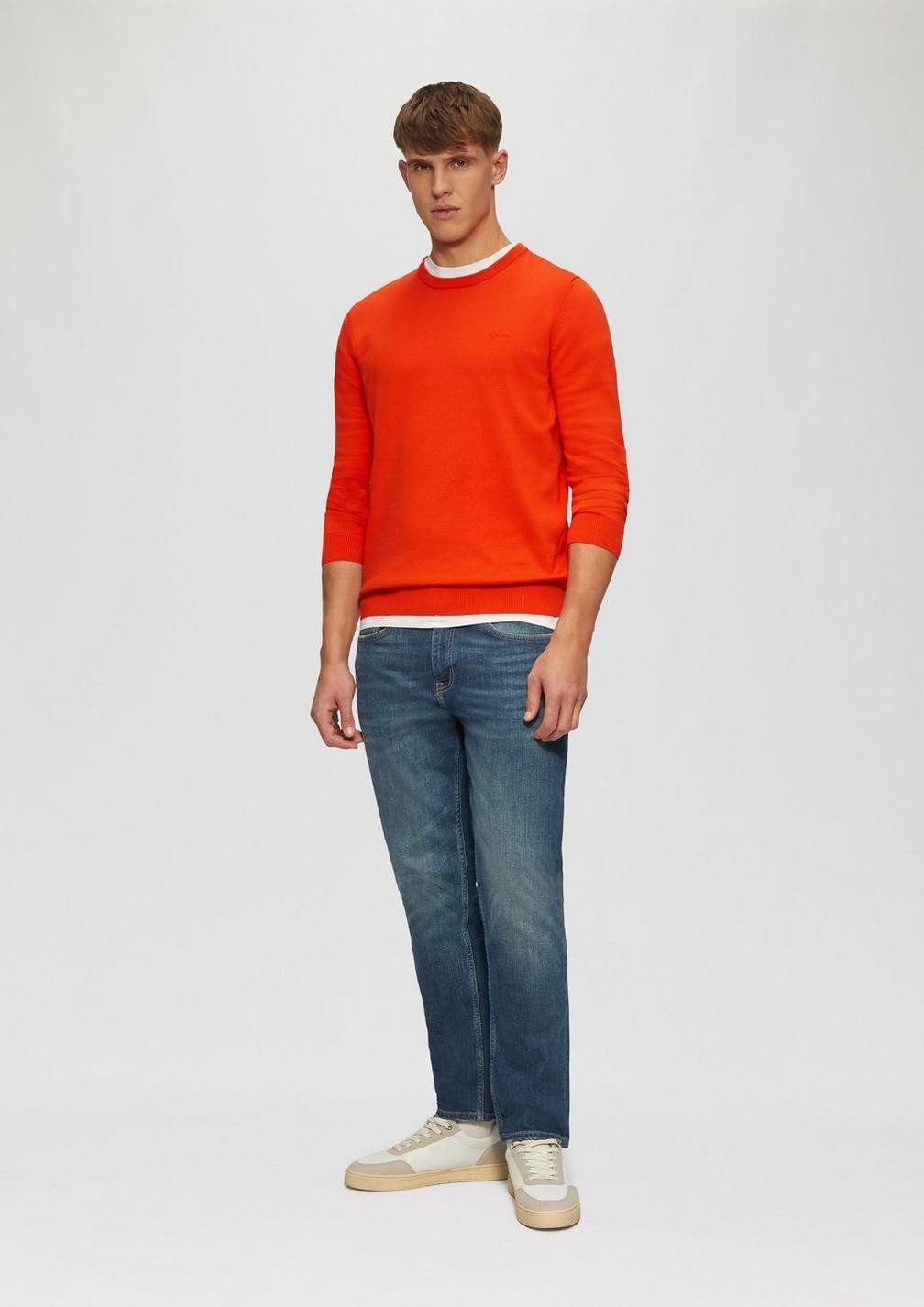 s.Oliver Rundhalspullover Casual (1-tlg) Rundhals. langarm, Logo-Stickerei