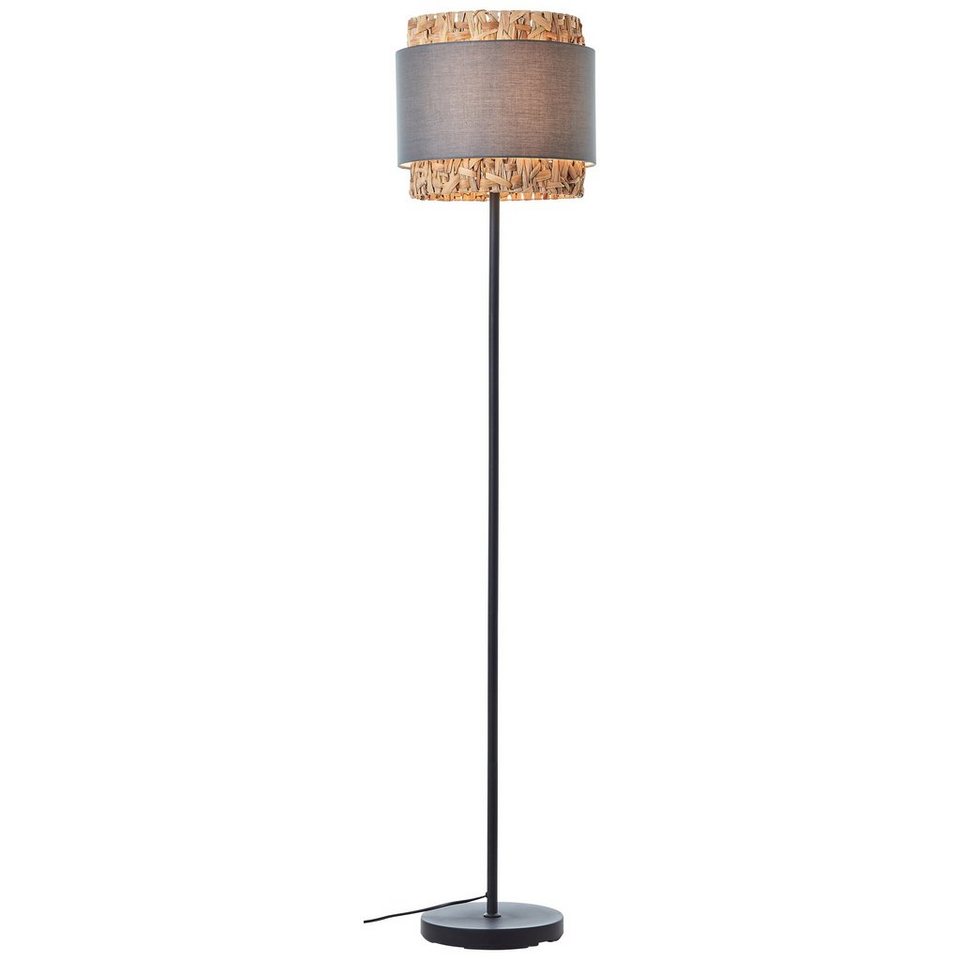 Brilliant Stehlampe Waterlilly, Waterlilly Standleuchte 1,6m grau/beige,  Metall/Textil/Wasserhyazinthe