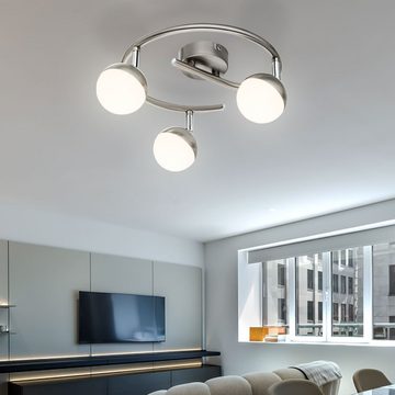 Globo LED Deckenleuchte, LED-Leuchtmittel fest verbaut, Warmweiß, Ceiling lamp bedroom light 3-flame LED ball chrome matt D 26cm