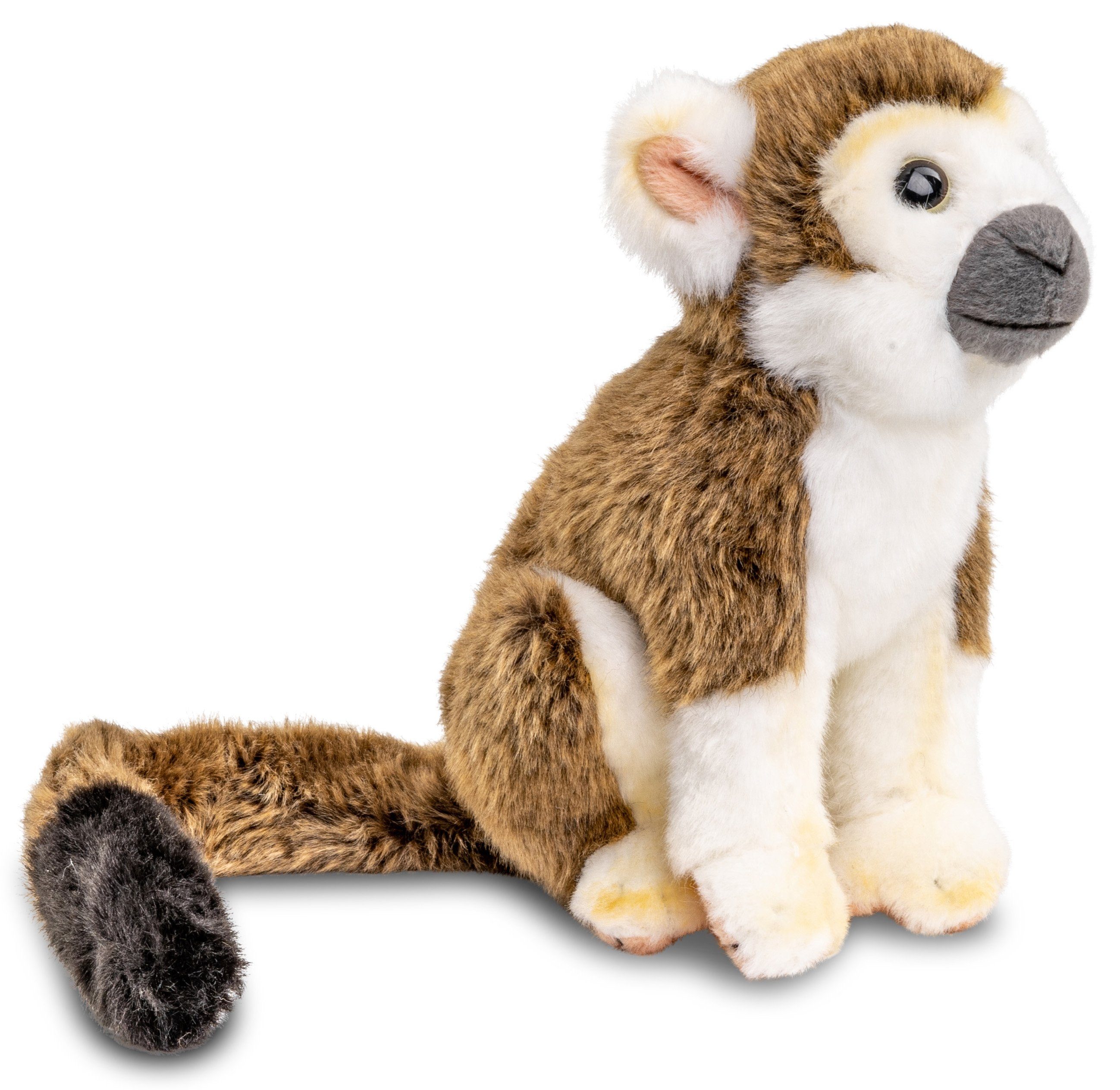 Uni-Toys Kuscheltier Totenkopfaffe, sitzend - 19 cm (Höhe) - Plüsch-Affe - Plüschtier, zu 100 % recyceltes Füllmaterial