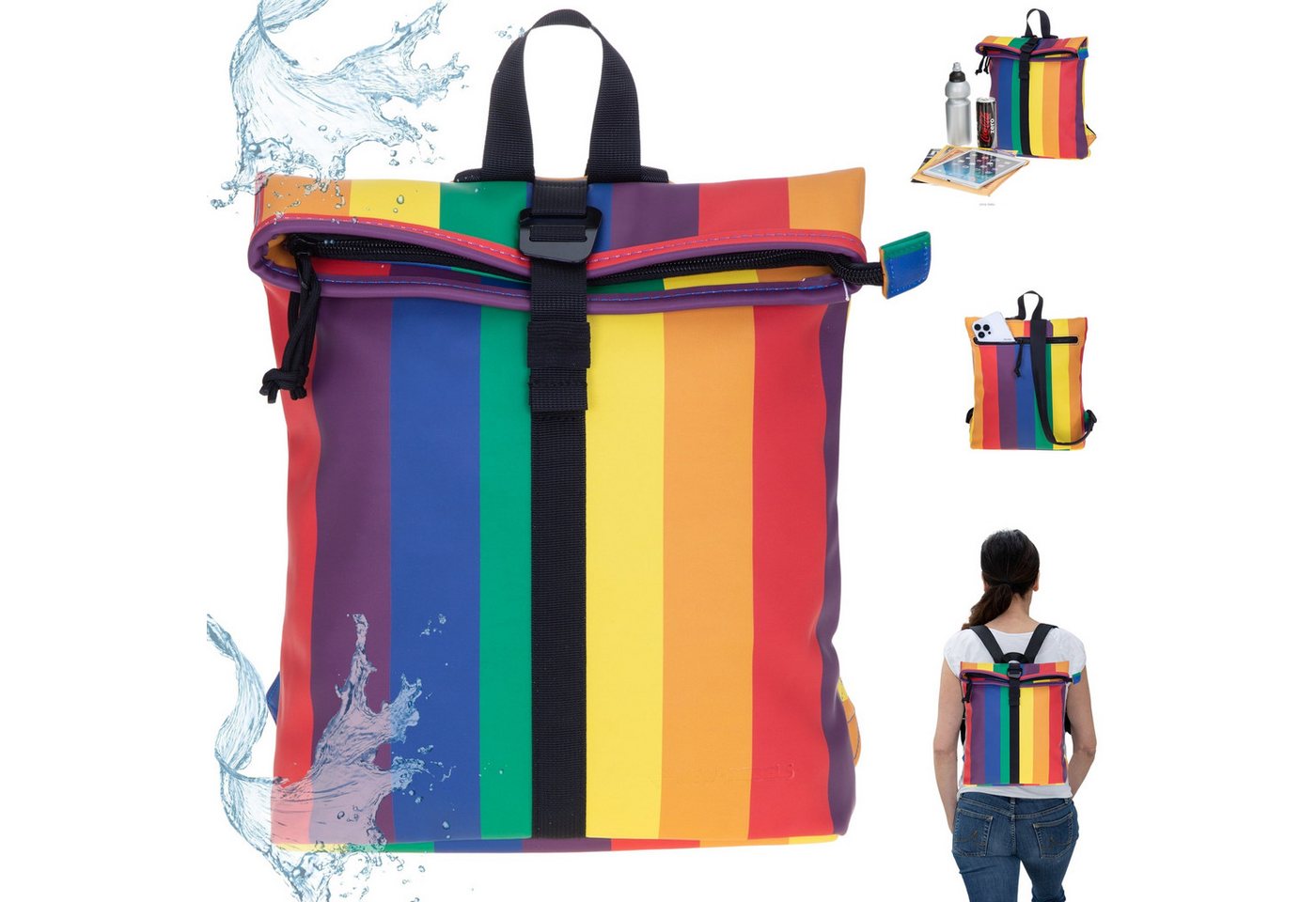 NEW REBELS Freizeitrucksack Damen klein Rucksack Handtasche Tasche, Reise Freizeit Bag wasserabweisend aus Plane + bagboom Etui