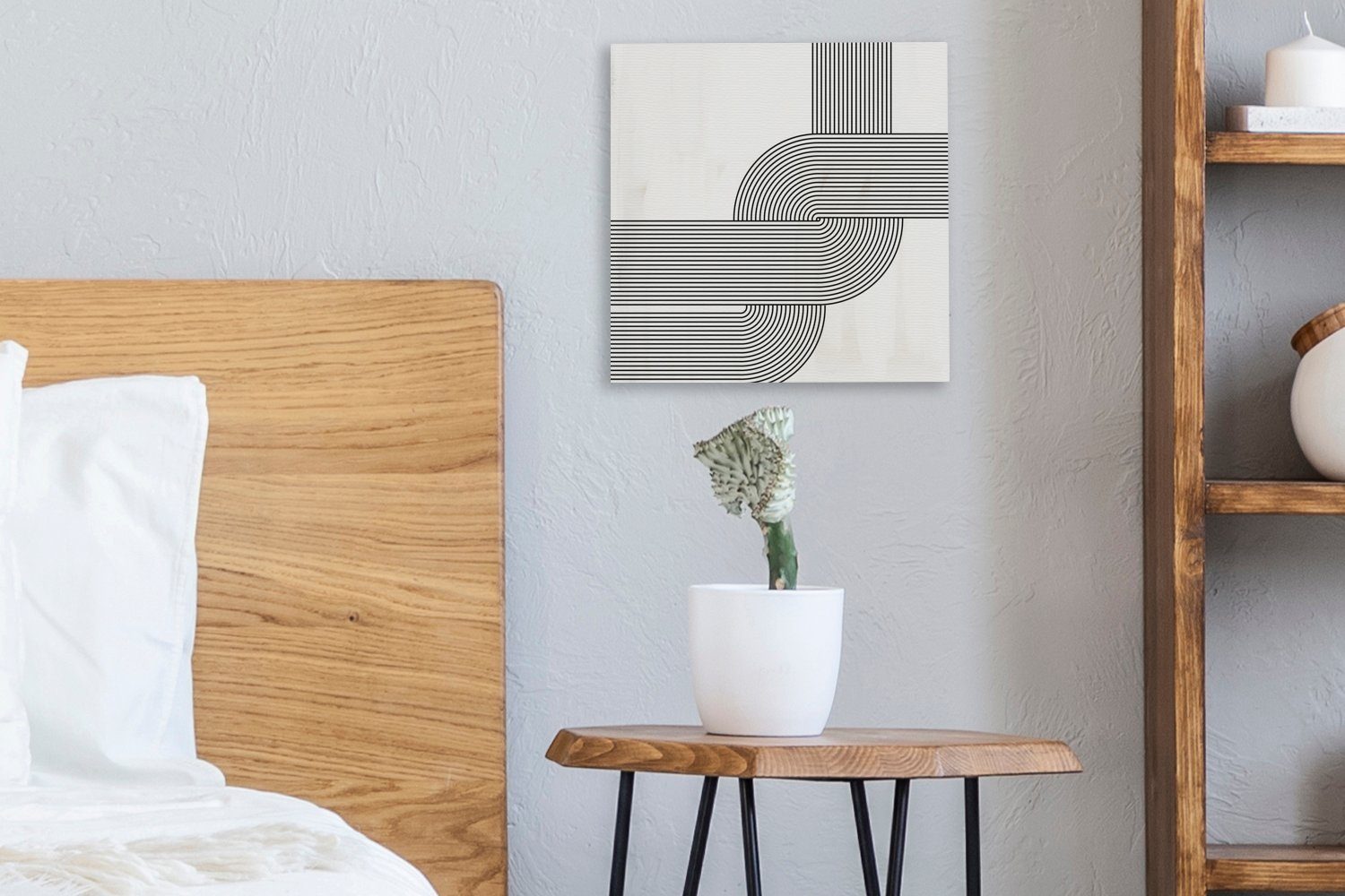 OneMillionCanvasses® Leinwandbild Kunst Wohnzimmer Bilder für Abstrakt - Weiß, Schlafzimmer (1 - Schwarz Leinwand St), 