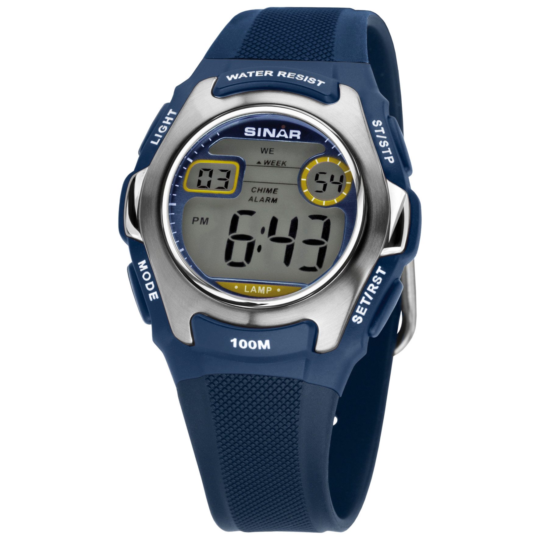 SINAR Digitaluhr XE-50 Jugend Armbanduhr Sportuhr PU-Band 10 bar, digital sportlich modern Geschenkidee Jugend Ø 36 mm