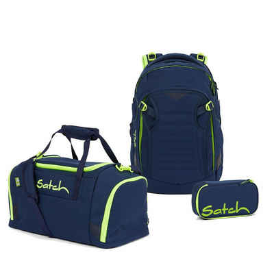 Satch Schulrucksack Match (3tlg., inkl. Schlamperbox und Sporttasche), erweiterbar