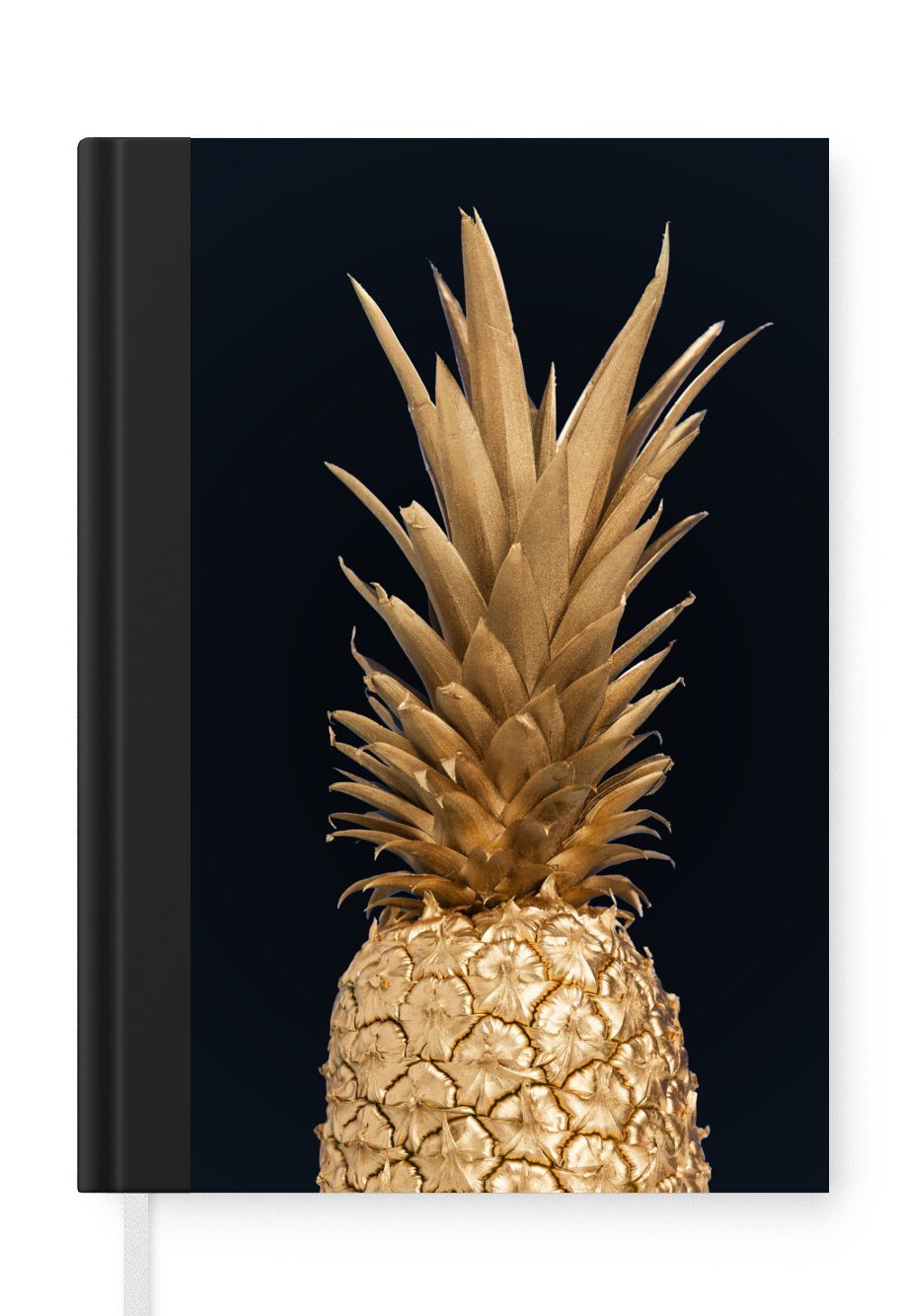 MuchoWow Notizbuch Ananas - Gold - Farbe - Schwarz - Obst - Luxus, Journal, Merkzettel, Tagebuch, Notizheft, A5, 98 Seiten, Haushaltsbuch