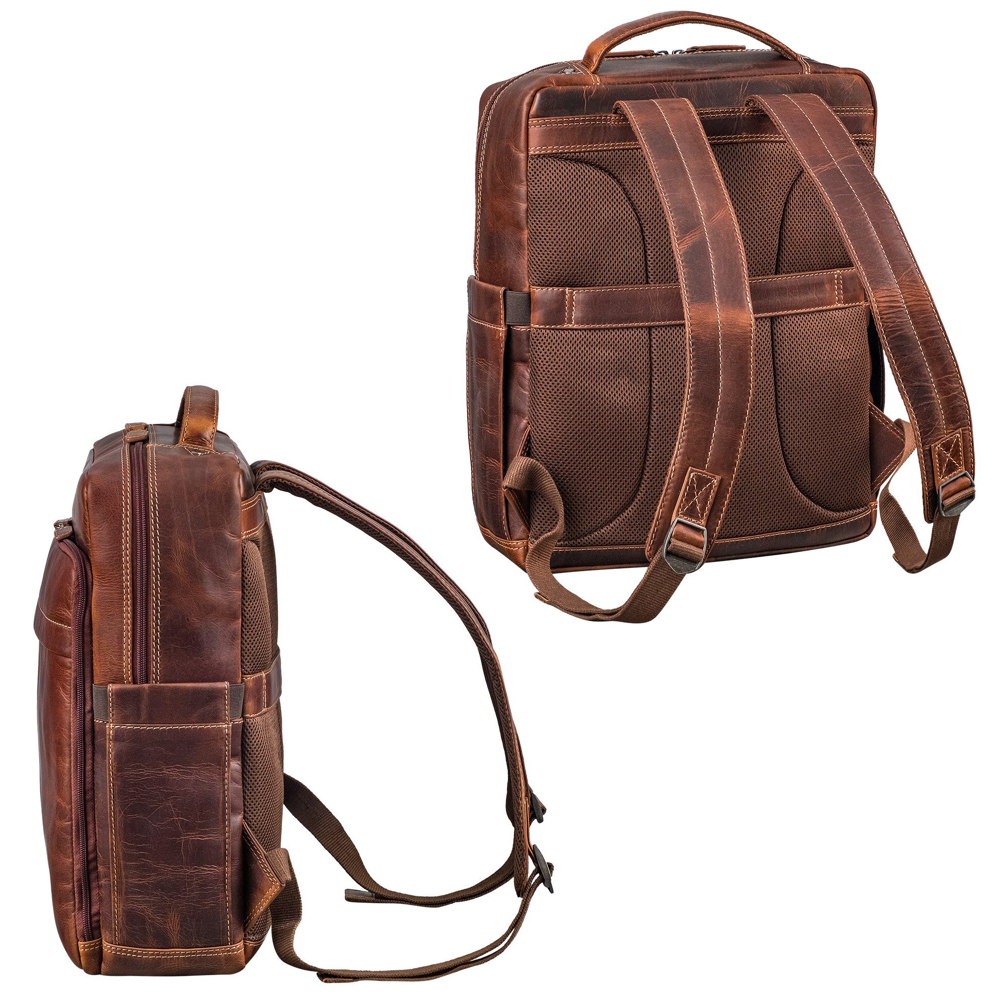 STILORD Notebook-Rucksack "Aldo" Echt-Leder Rucksack Damen und Herren für Laptop 15 - 16 Zoll