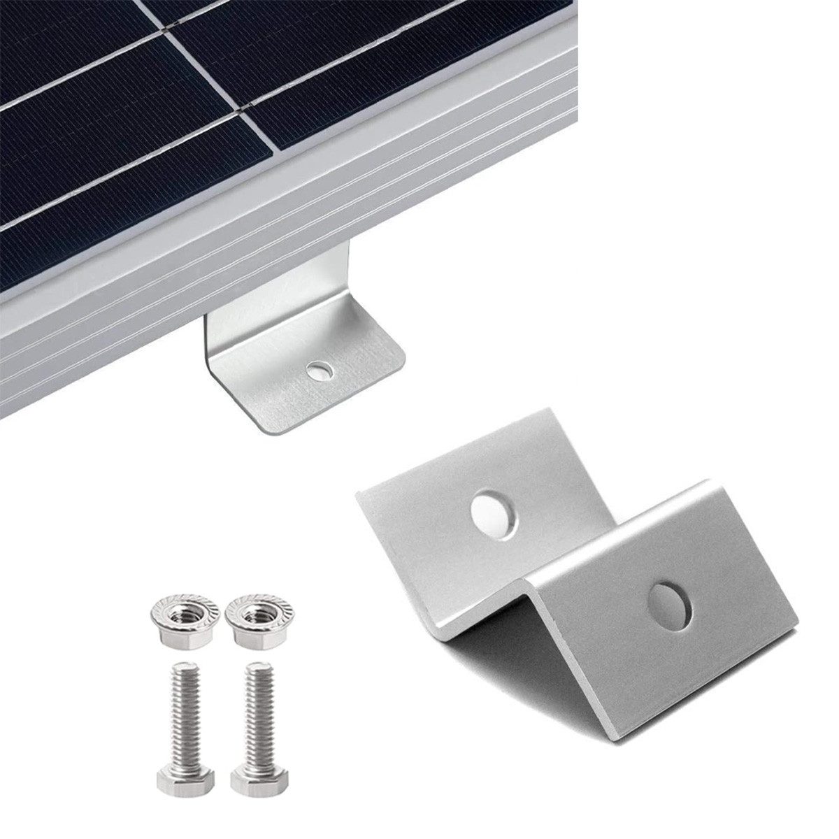 enjoy solar Solarmodul-Halterung Aluminium Halterung für Solarpanel geeignet für alle Modulbreite, (inkl. Schrauben und Muttern, Einfache ALU- Handhabung, geeignet für alle Modulbreite)