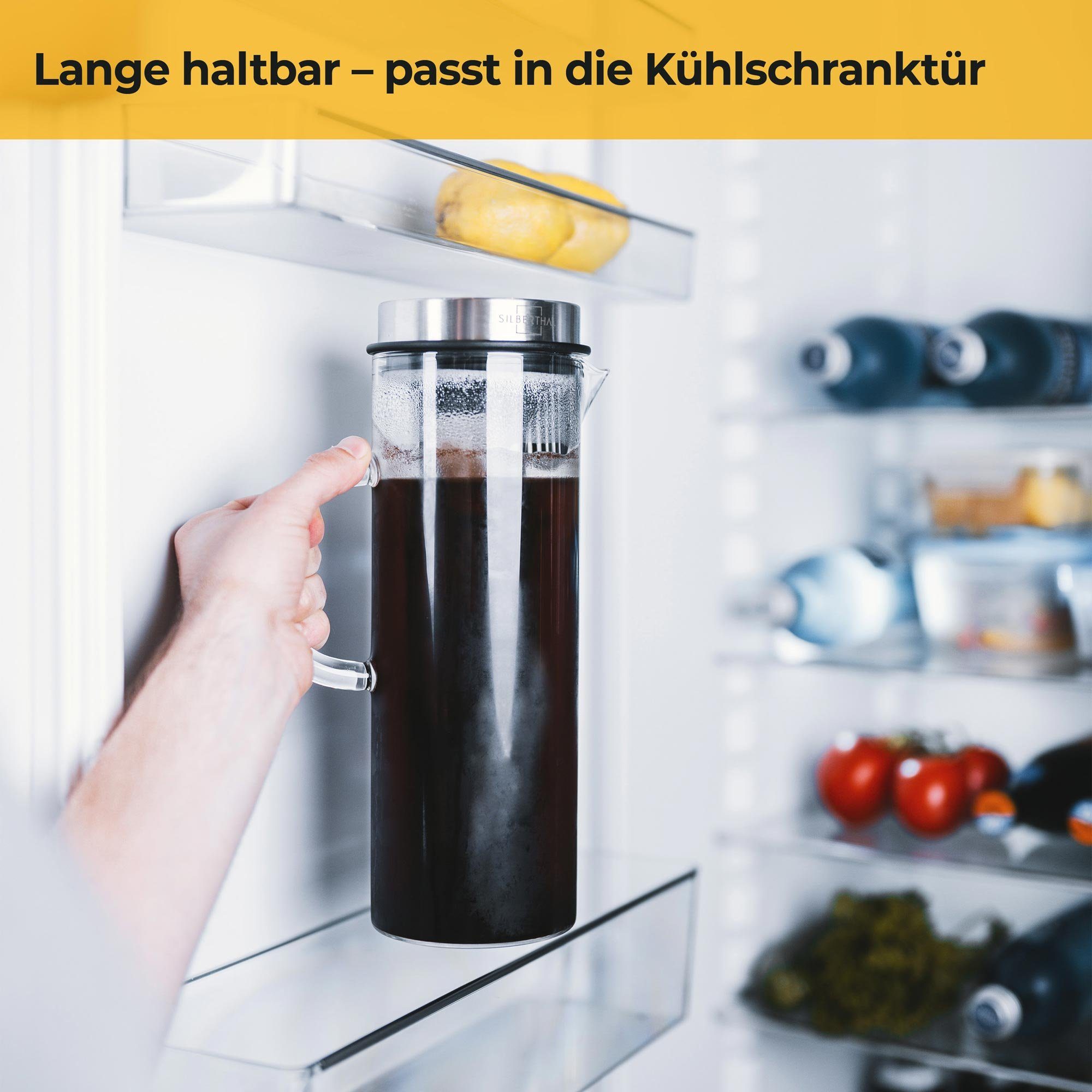 für Kühlschranktüren Sieb, Brew SILBERTHAL Kaffeekanne, Zubereiter, ideal 1.3l Cold feinmaschiges