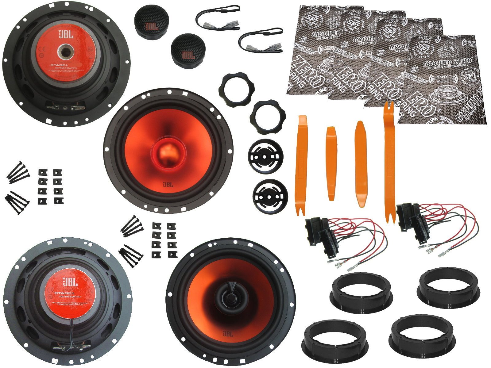 JBL Boxen für VW Passat B5 3B Bj 96-05 Tür Vorn hinten Dämmmatte Bügel Auto-Lautsprecher