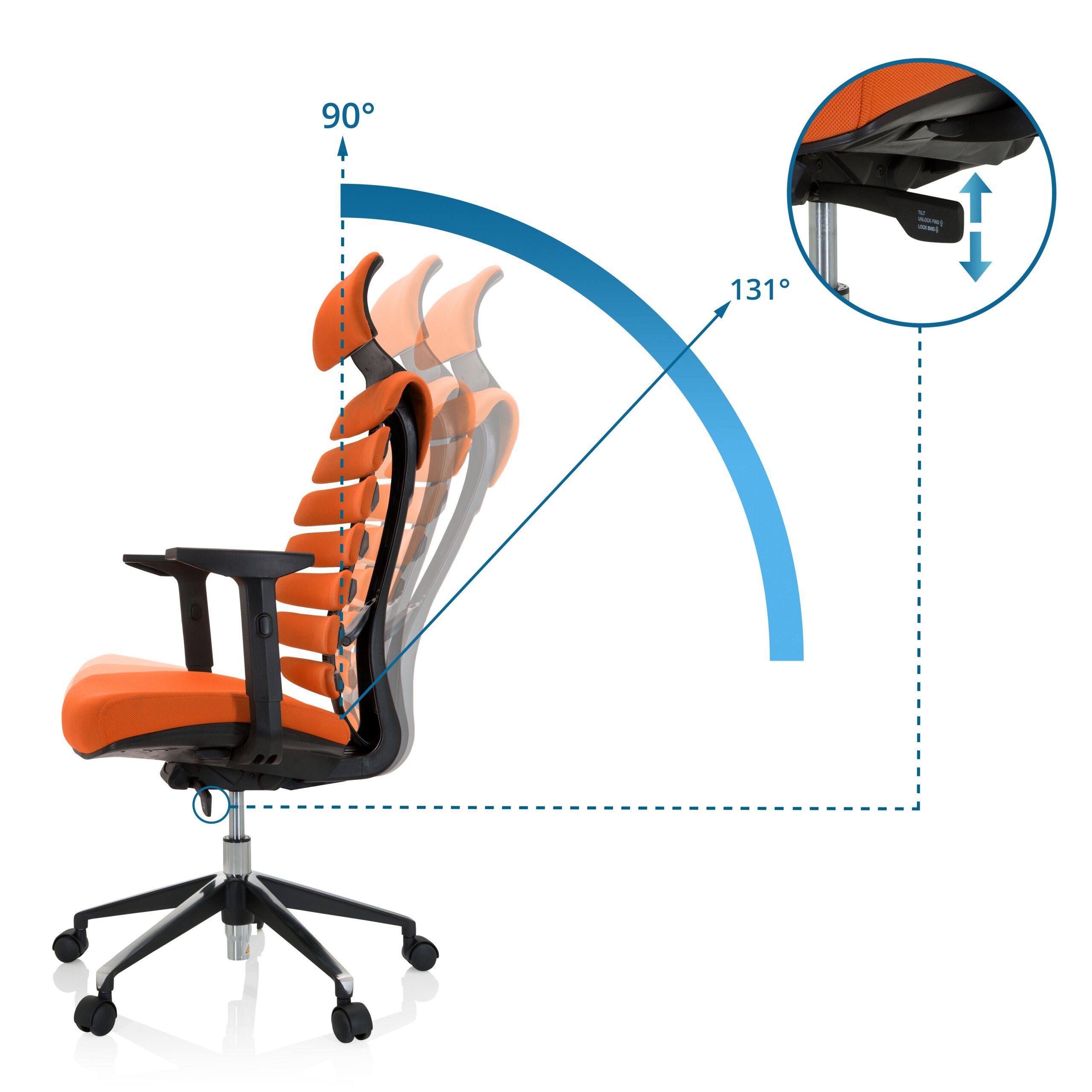 hjh OFFICE Drehstuhl Profi Bürostuhl Ergo Line Ii Pro Stoff (1 St), Ergonomischer Chefsessel, Schreibtischstuhl höhenverstellbar