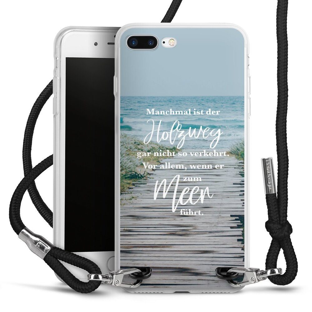 DeinDesign Handyhülle Strand Motivation Spruch Holzweg, Apple iPhone 8
