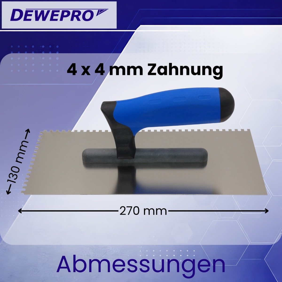 DEWEPRO Zahnkelle DEWEPRO Zahnkelle 4x4 mm PROFI 3 - Edelstahlblatt 270x130mm – rostfr