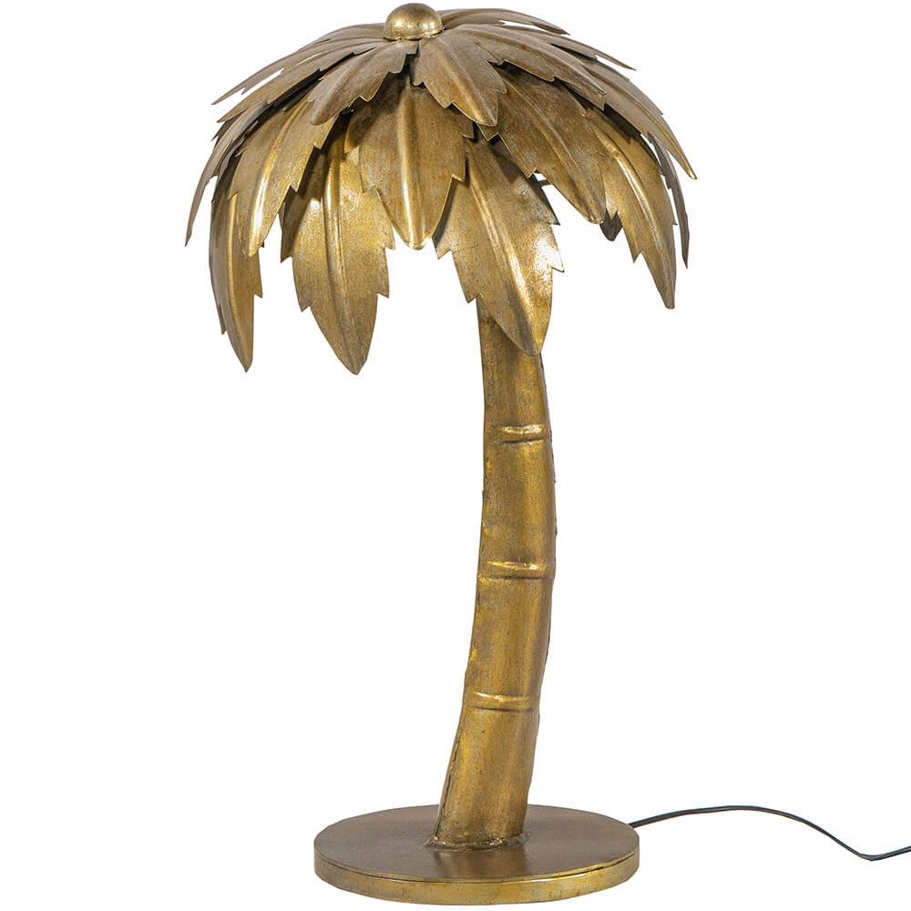 Vintagehaus Schreibtischlampe Vintage Tischlampe Palme Metall Gold Retro 70 cm