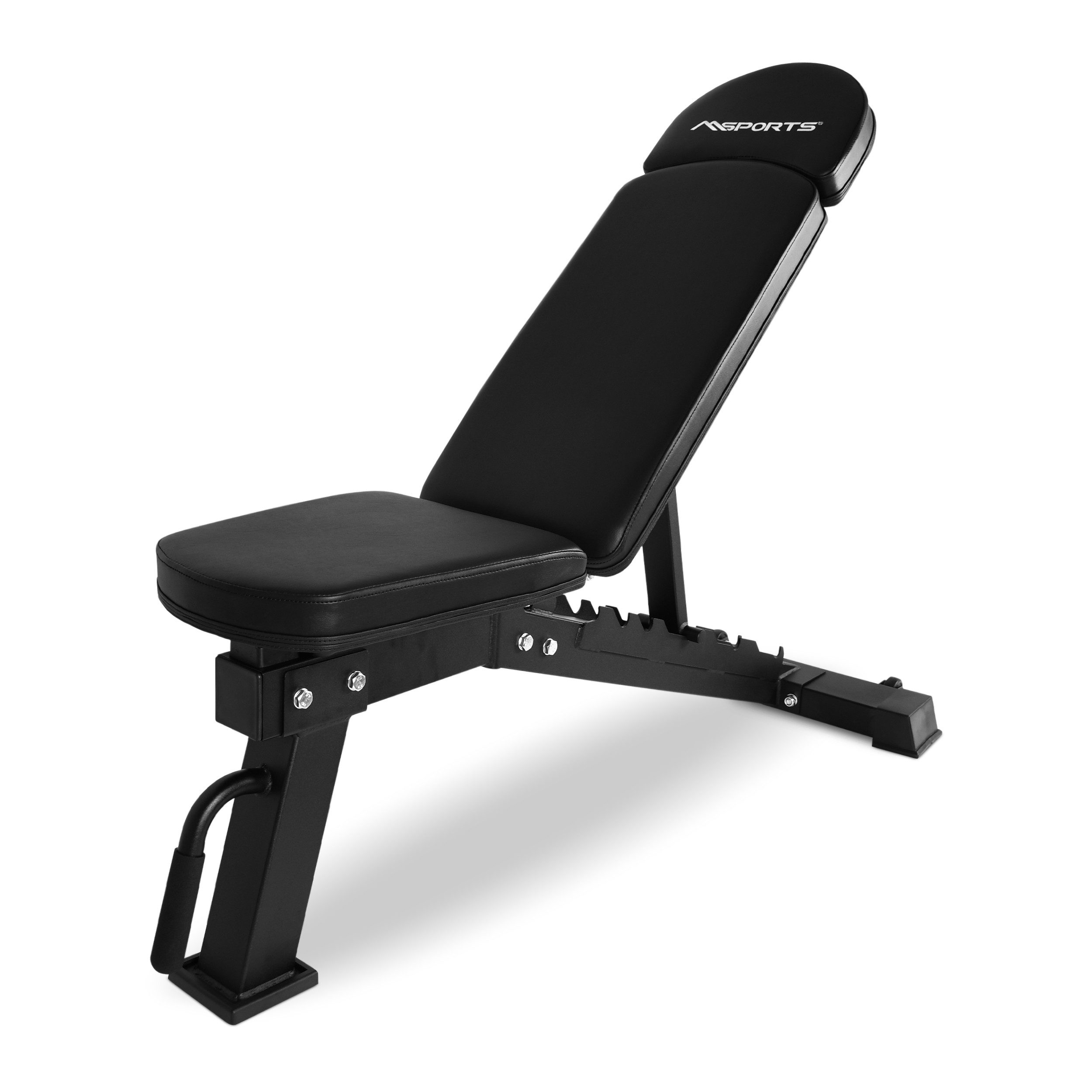 MSports® Hantelbank Hantelbank verstellbar – Schrägbank & Flachbank für Zuhause und Studio